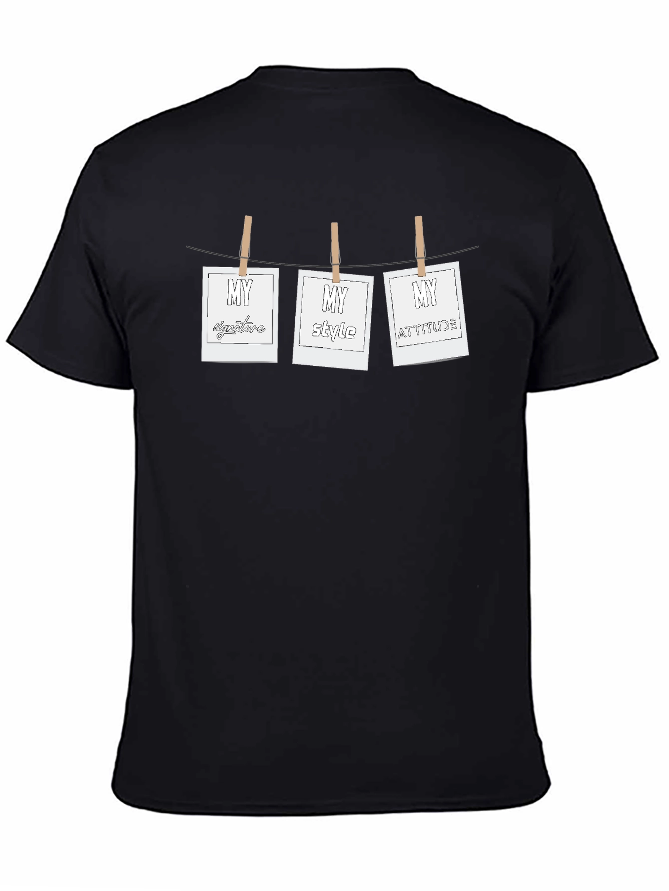Mens Black T-Shirt with Hanging My Photo Prints