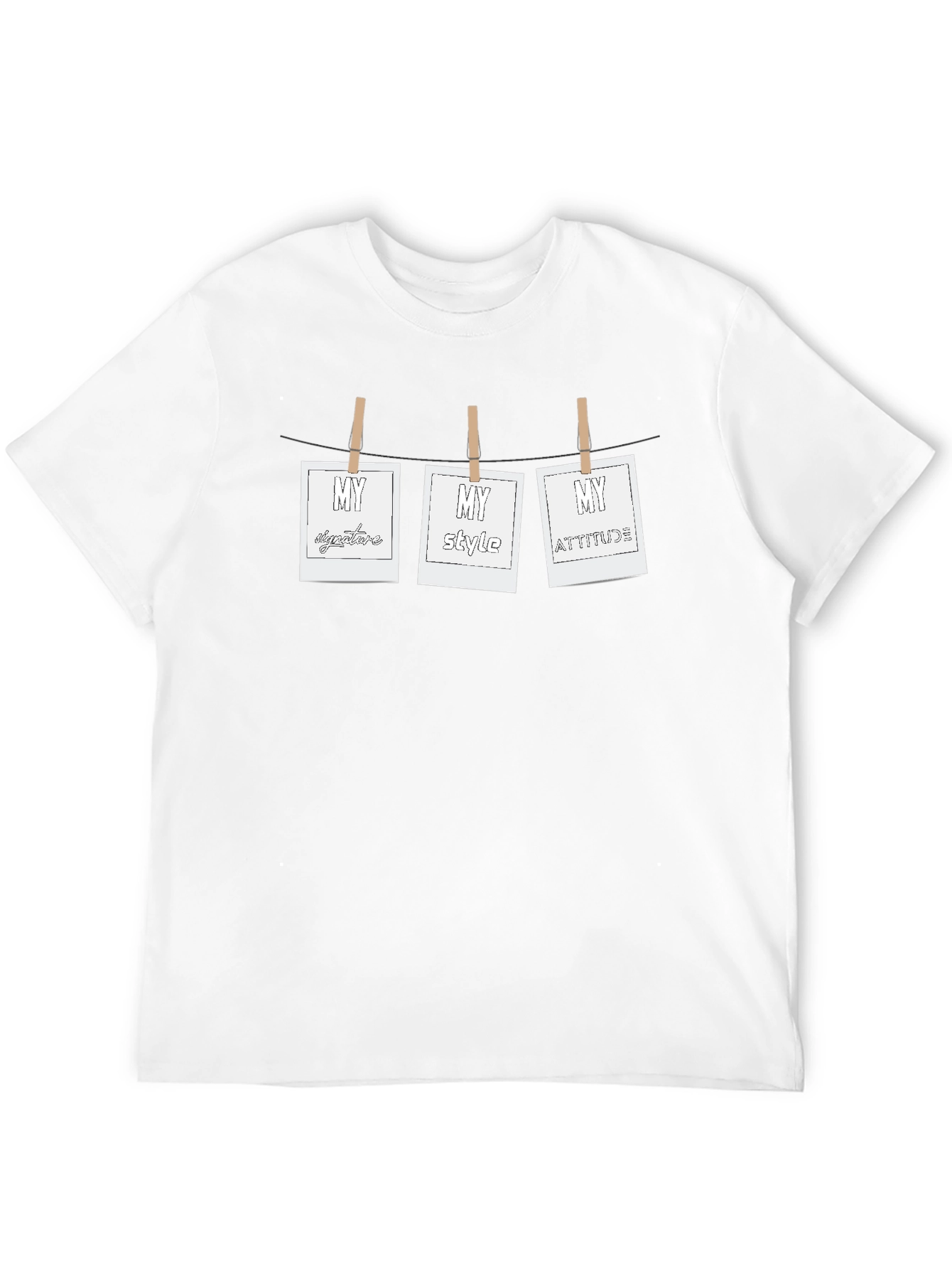 Mens Black T-Shirt with Hanging My Photo Prints