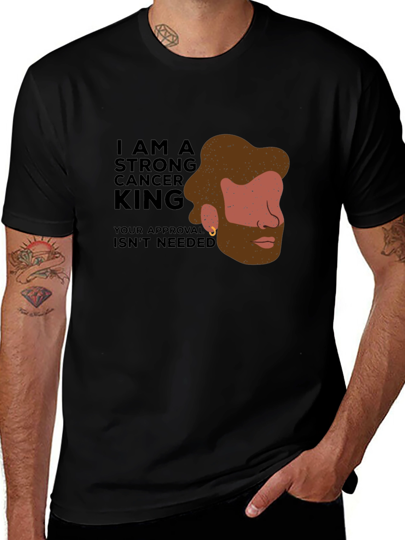 Strong Cancer King Black T-Shirt