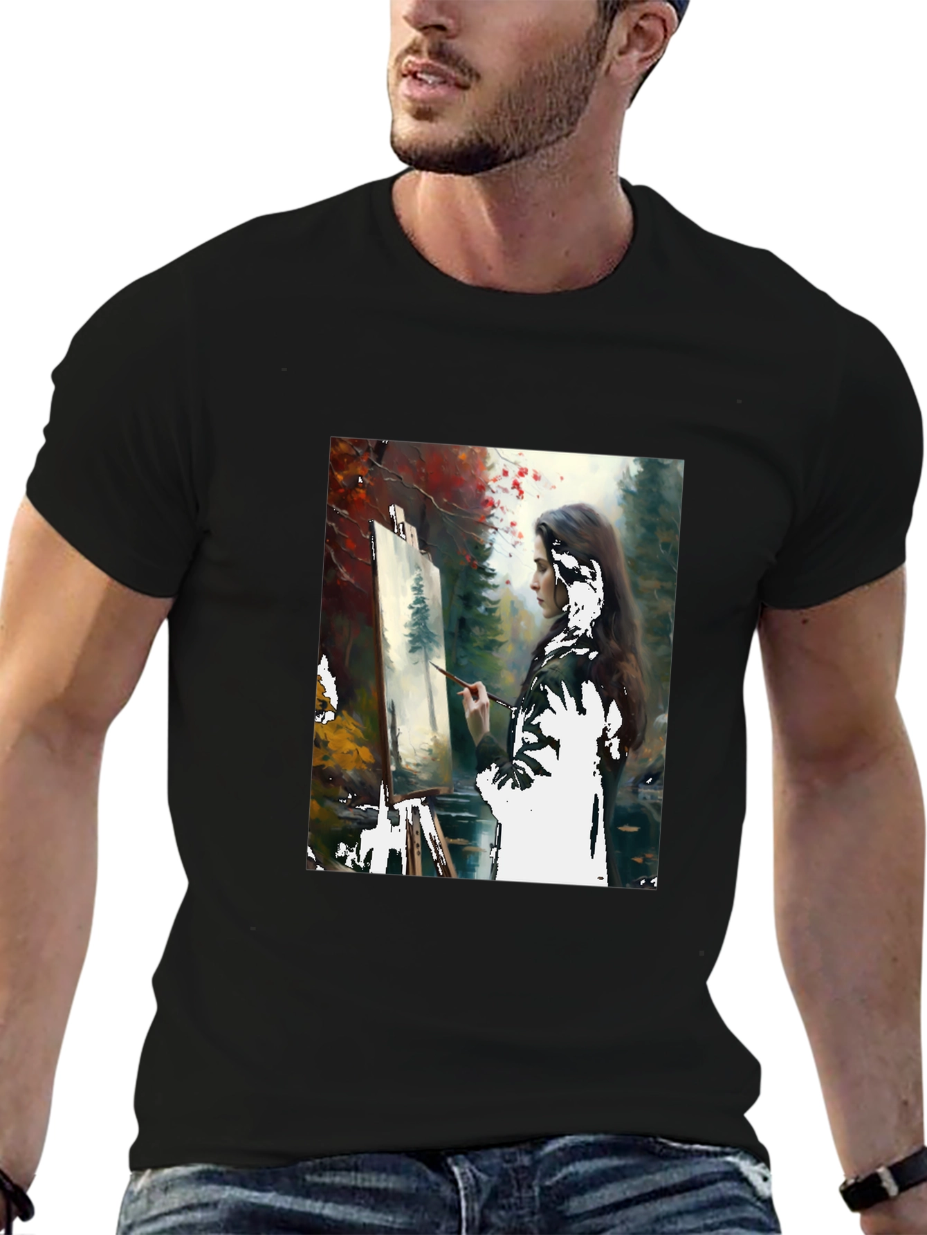 Artistic Painter Graphic Tee - Black