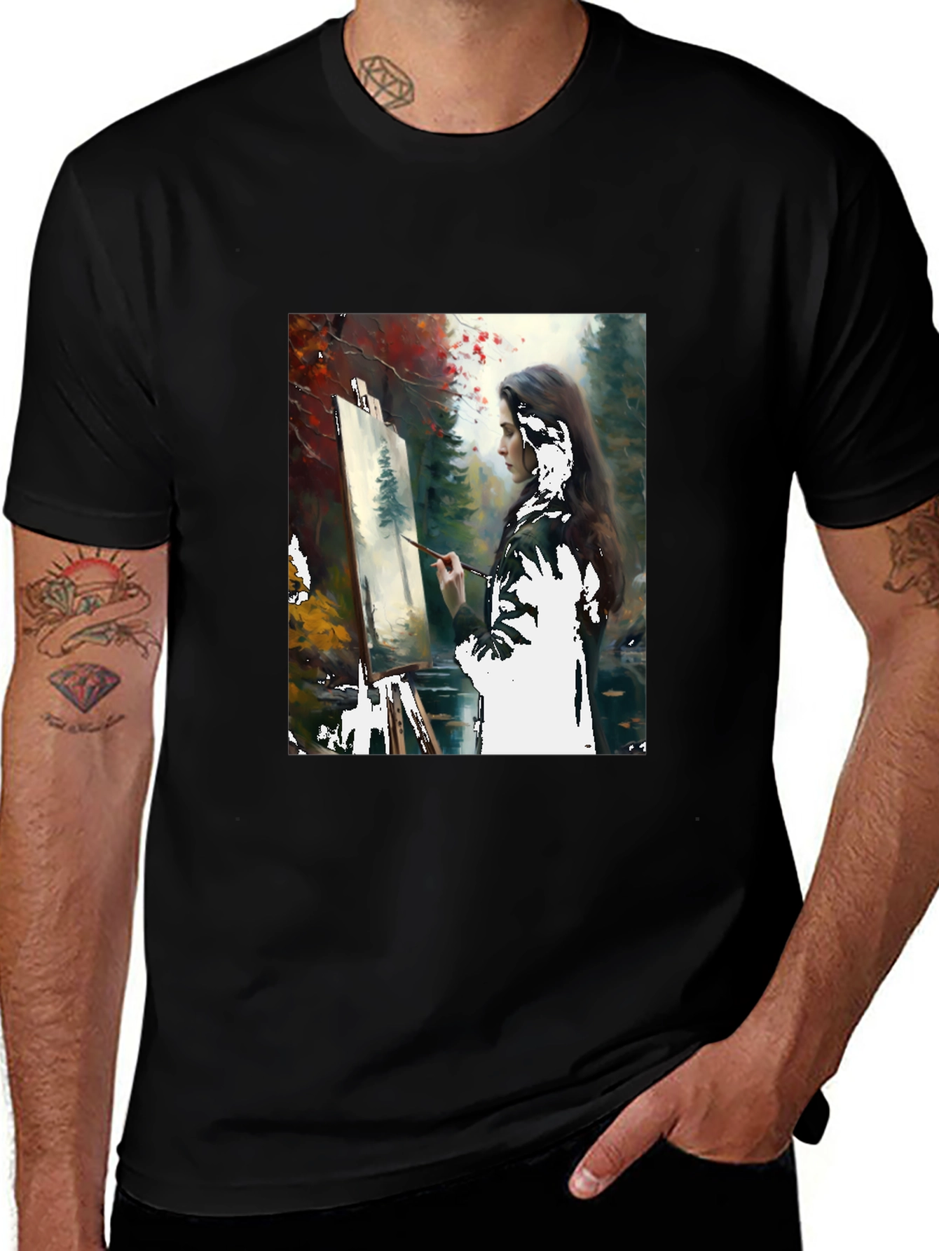 Artistic Painter Graphic Tee - Black