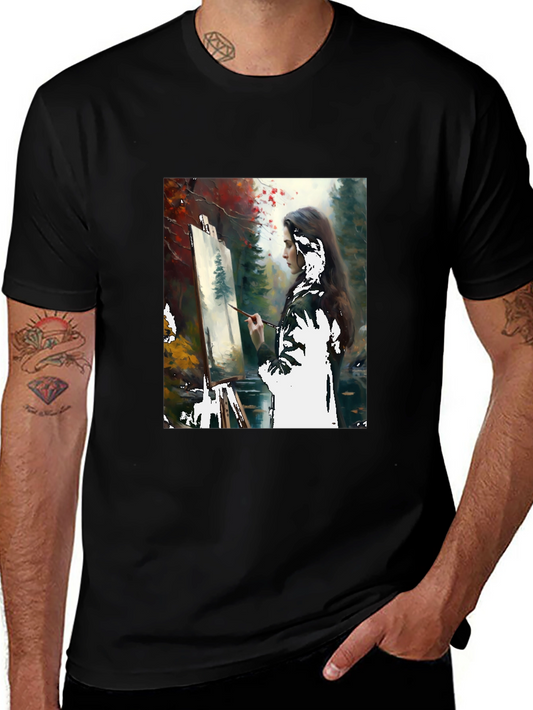 Artistic Painter Graphic Tee - Black