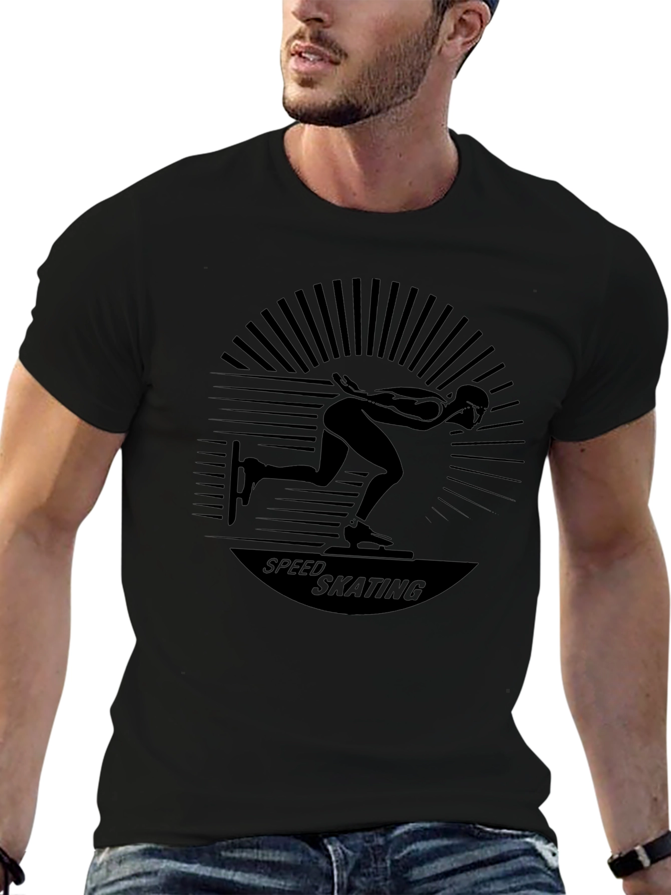 Speed Skating Graphic Black T-Shirt