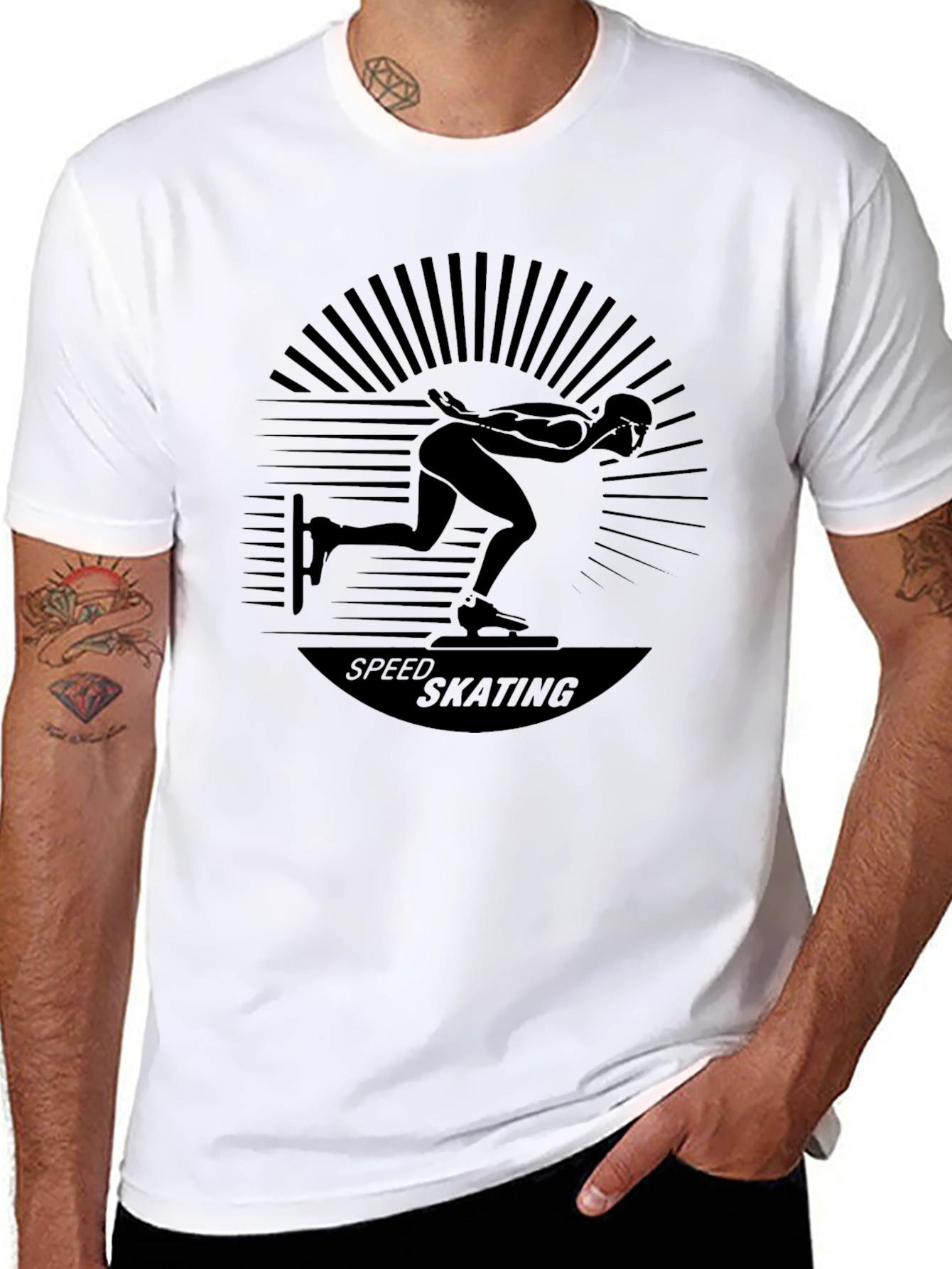 Speed Skating Graphic Black T-Shirt