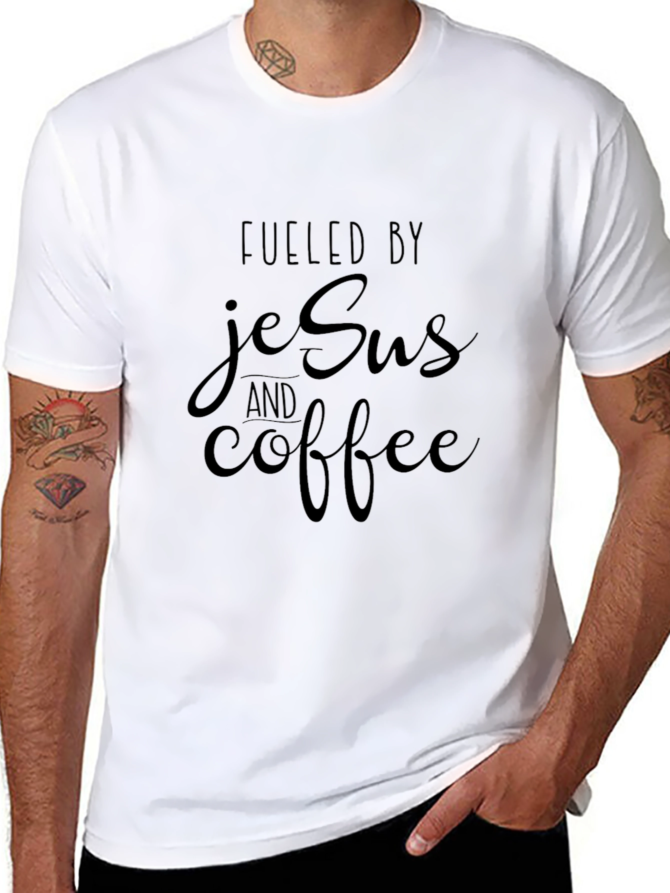 Fueled by Jesus and Coffee Black T-Shirt