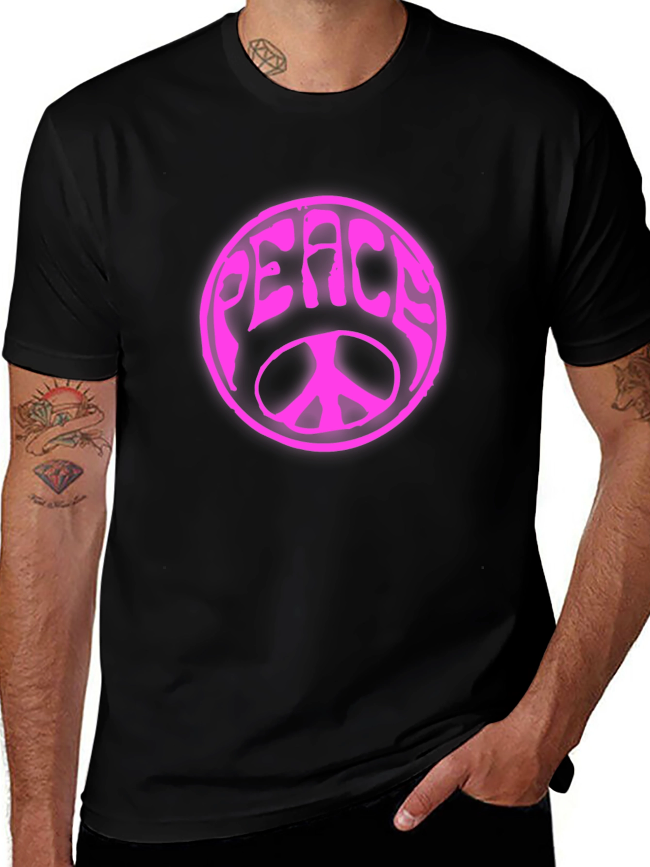 Peace Sign Graphic T-Shirt - Black