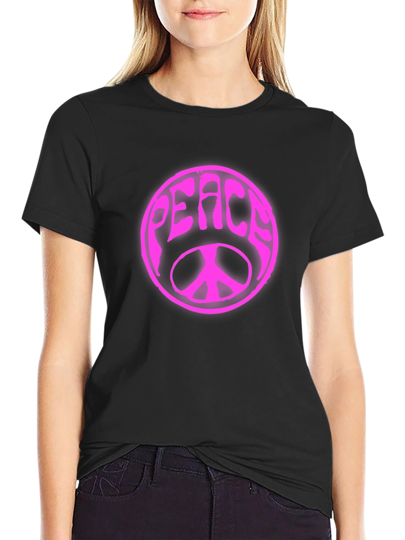 Peace Sign Graphic T-Shirt - Black