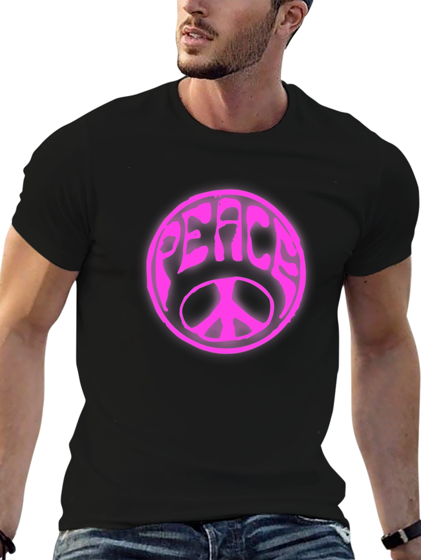 Peace Sign Graphic T-Shirt - Black