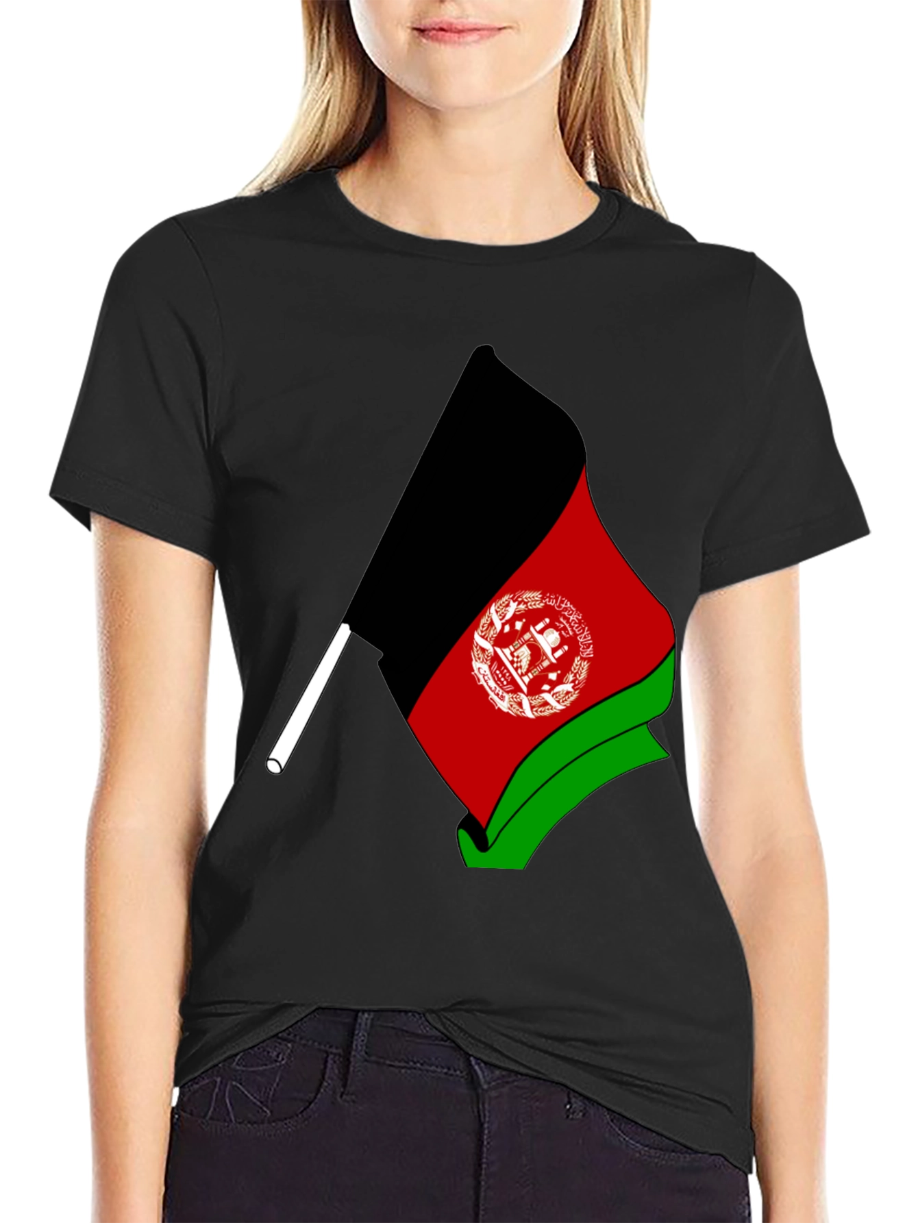 Afghanistan Flag Graphic Black T-Shirt