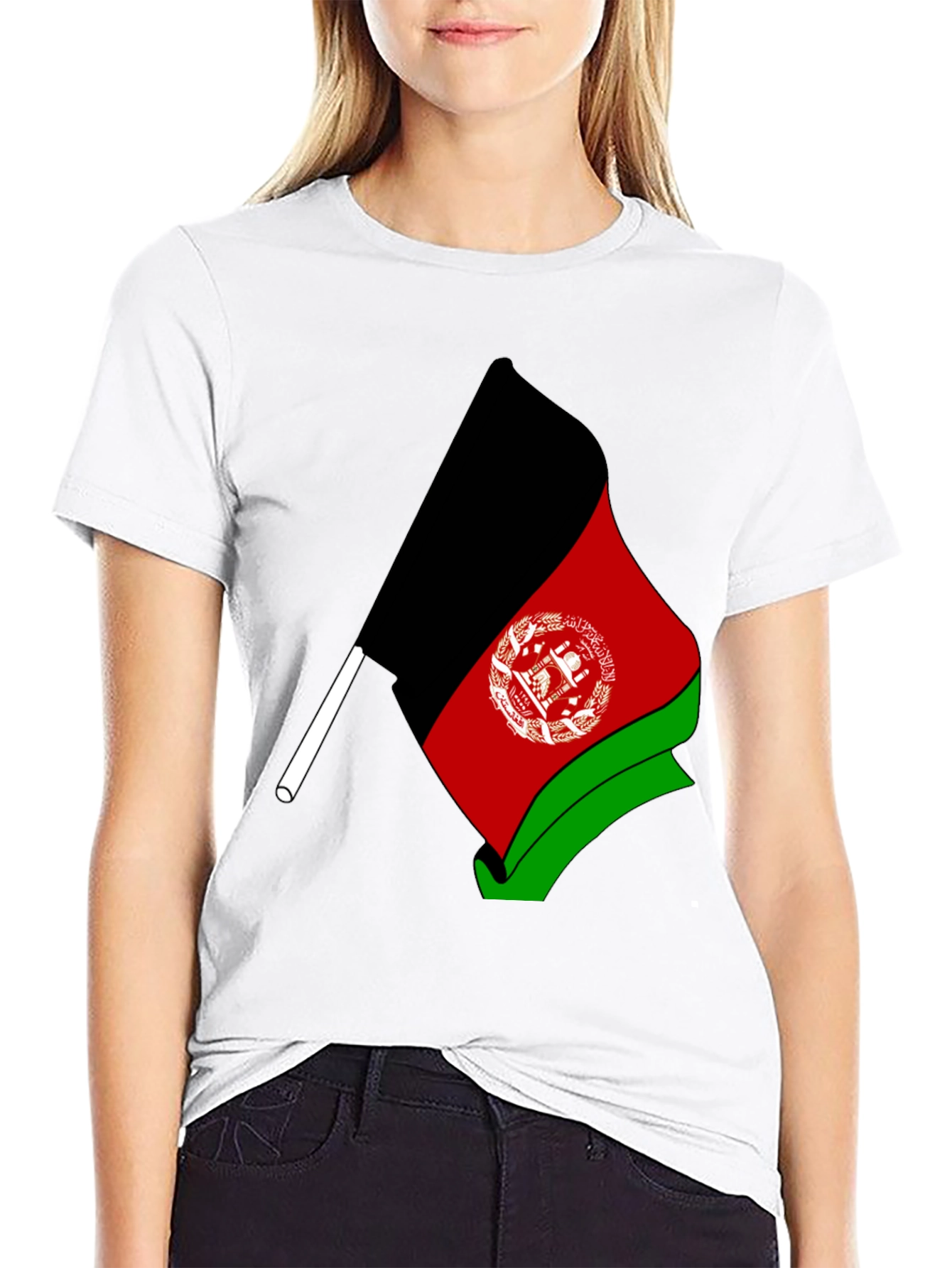 Afghanistan Flag Graphic Black T-Shirt