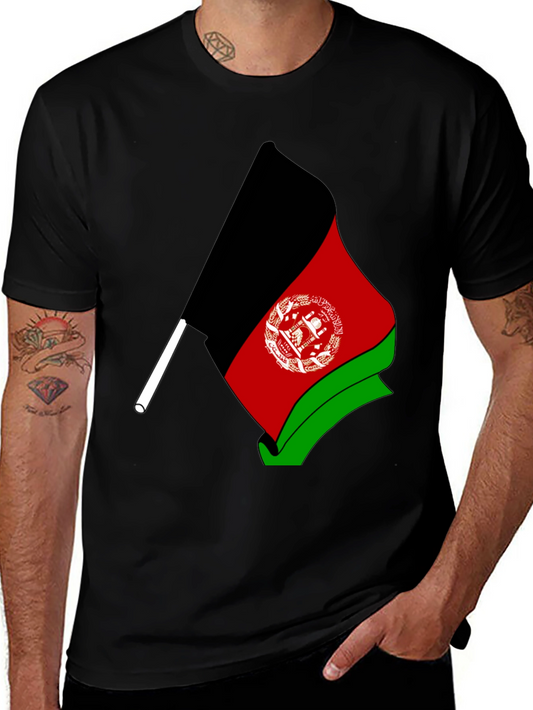 Afghanistan Flag Graphic Black T-Shirt