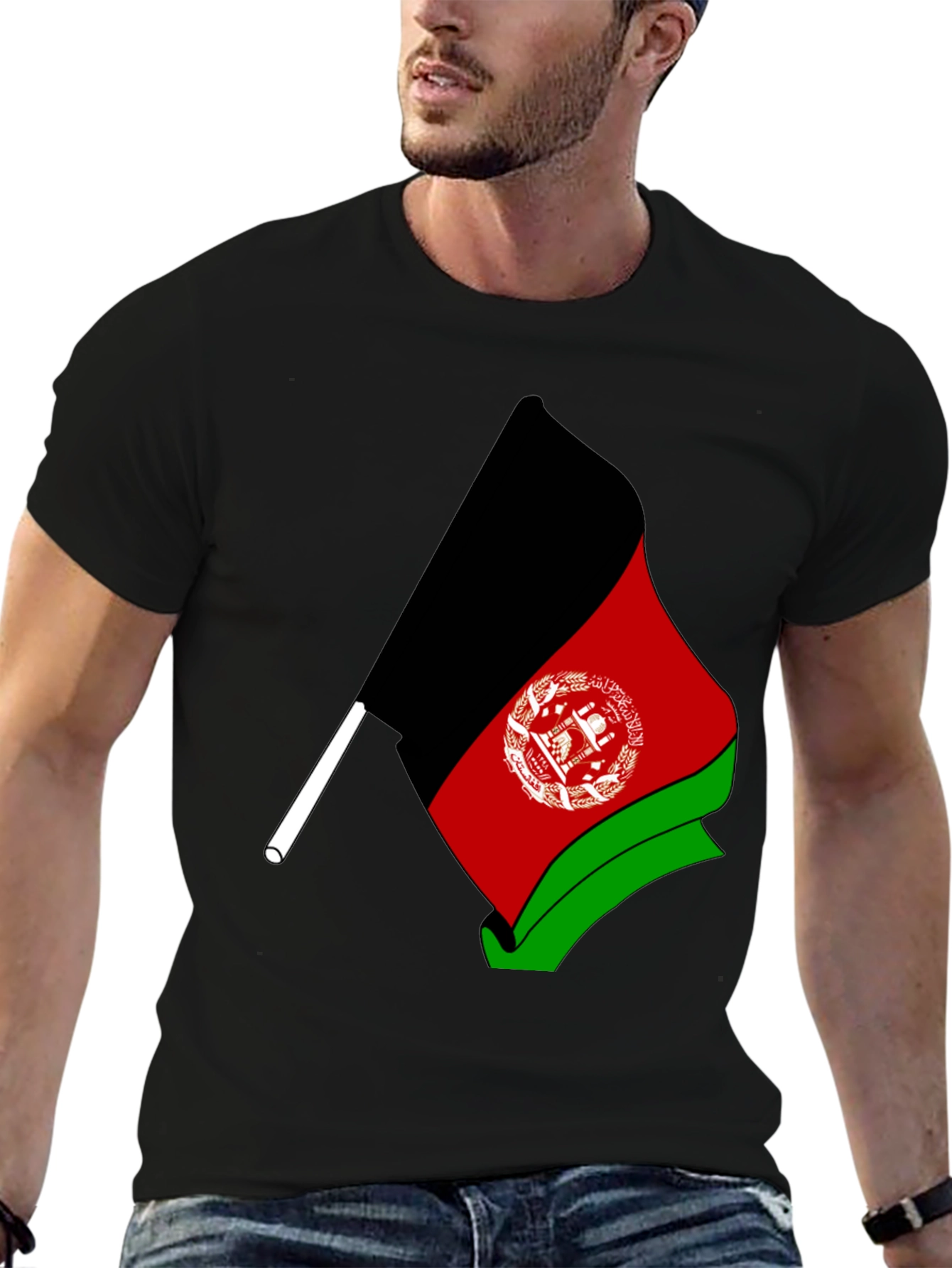 Afghanistan Flag Graphic Black T-Shirt