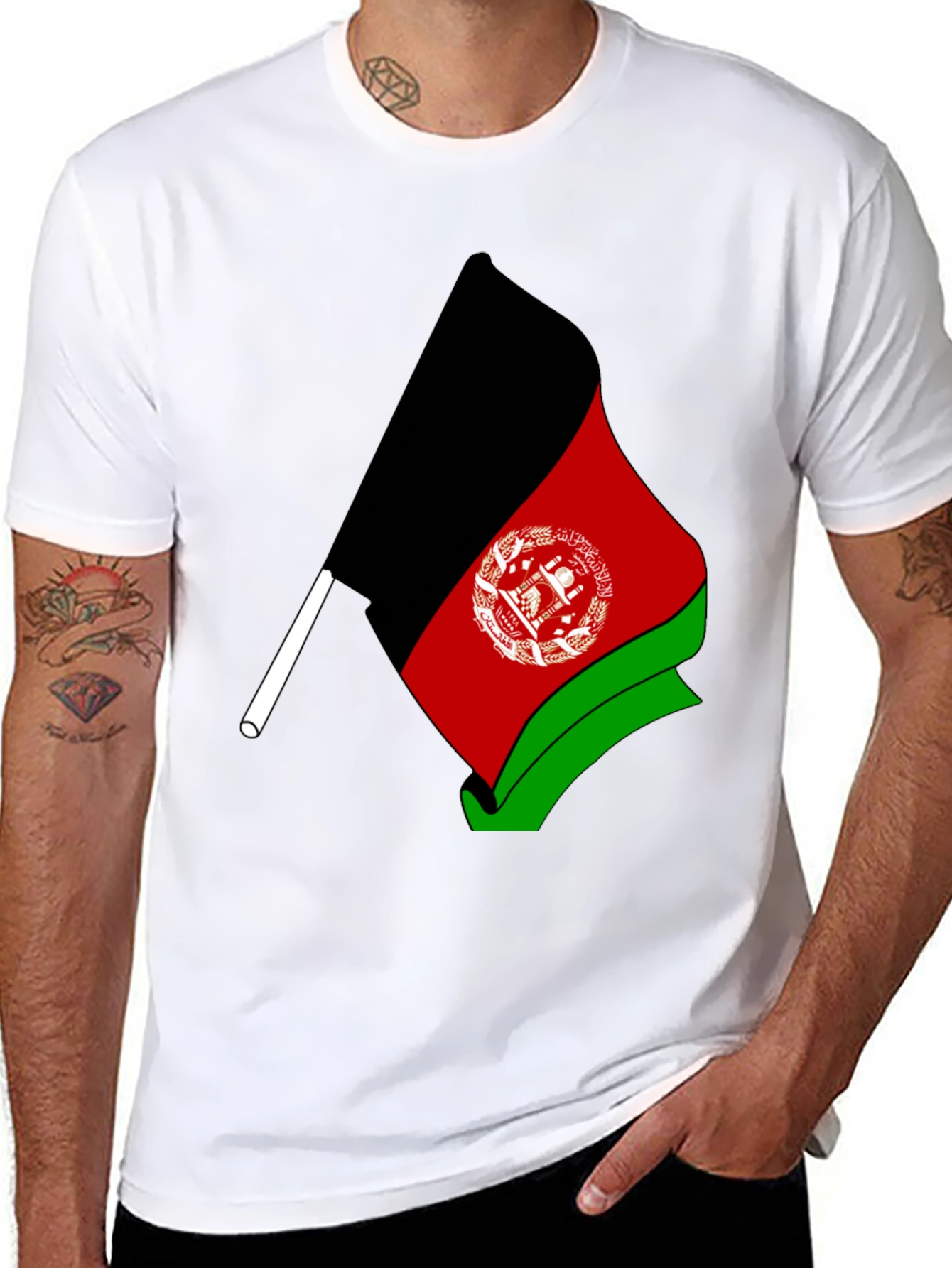 Afghanistan Flag Graphic Black T-Shirt