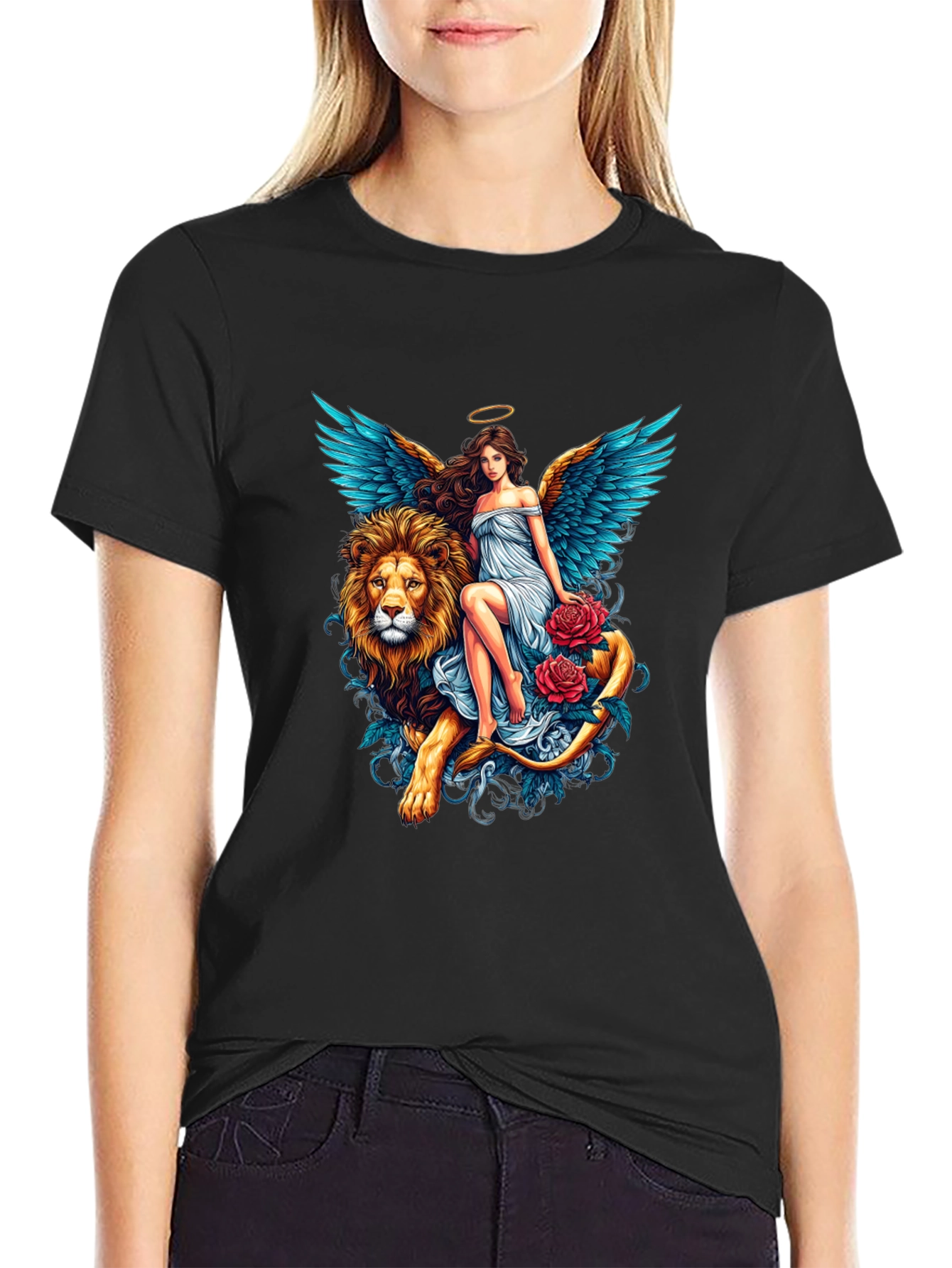 Angel & Lion Graphic T-Shirt - Unique Design