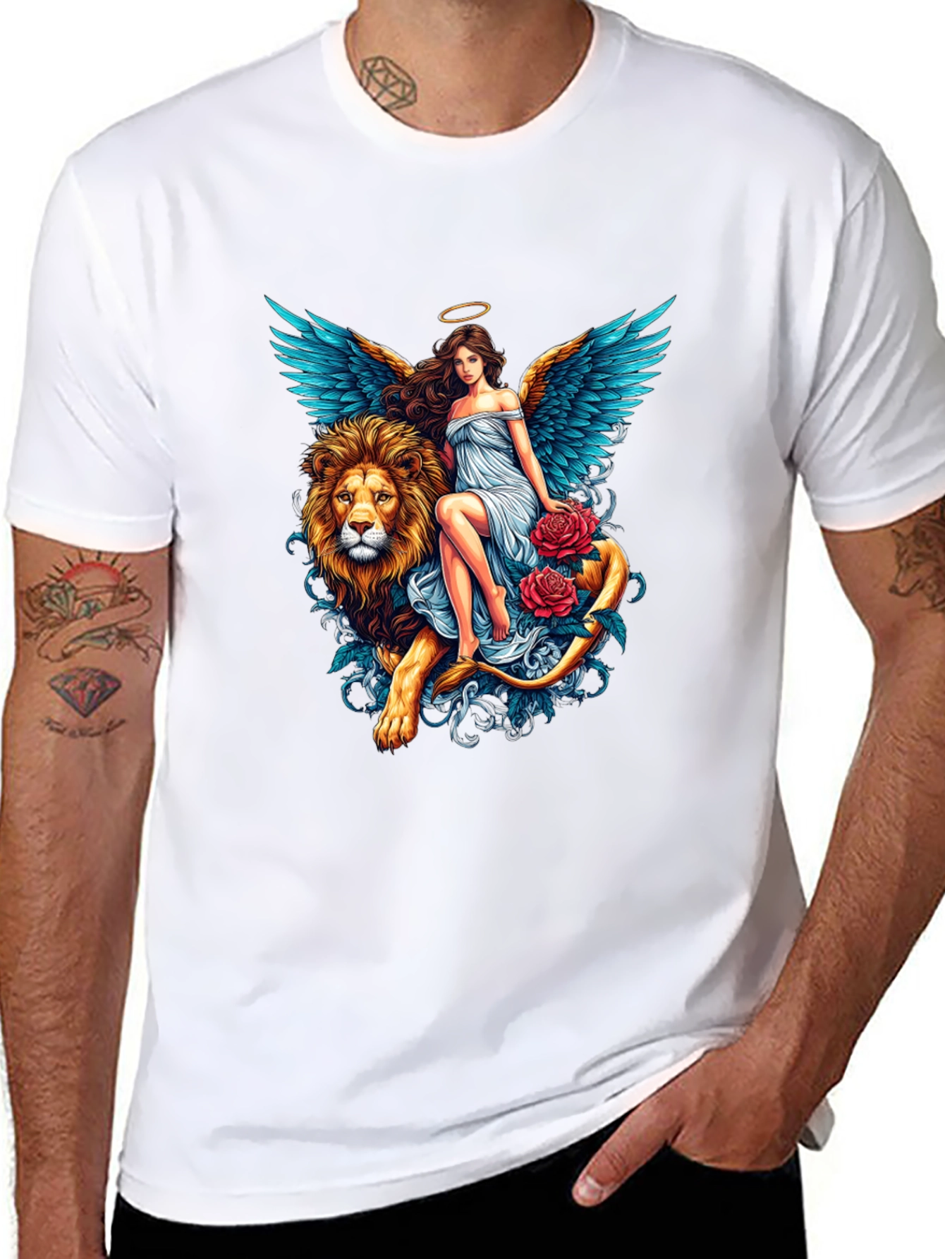 Angel & Lion Graphic T-Shirt - Unique Design