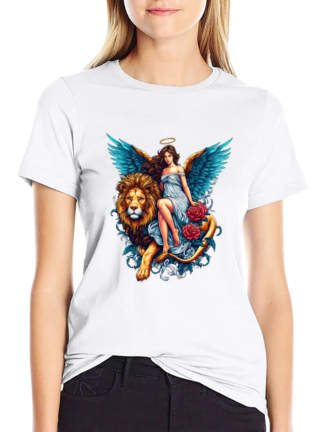 Angel & Lion Graphic T-Shirt - Unique Design