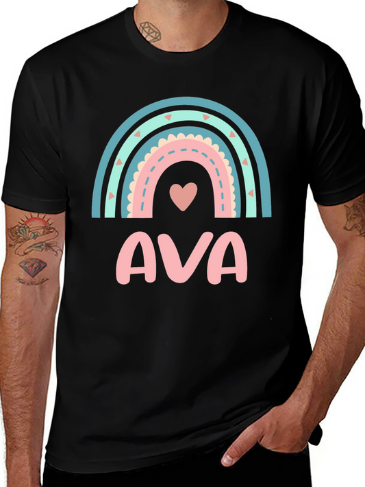 Ava Rainbow Heart Graphic Tee - Black