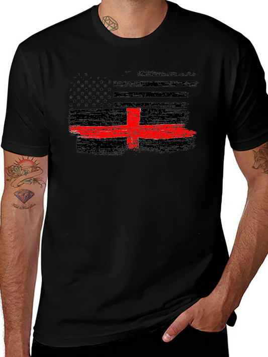 Thin Red Line Flag T-Shirt - Firefighter Support