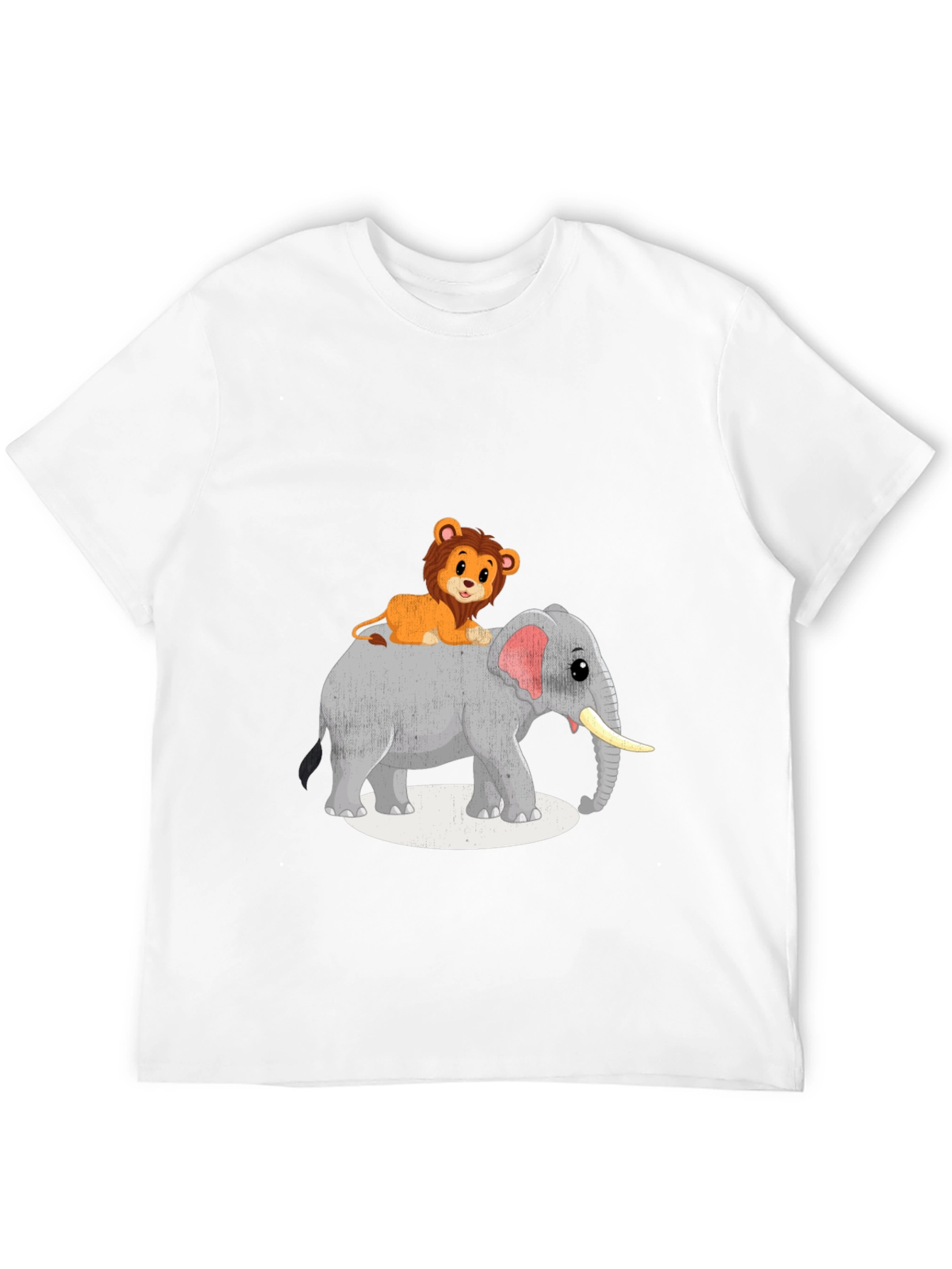 Lion Riding Elephant Graphic T-Shirt - Black