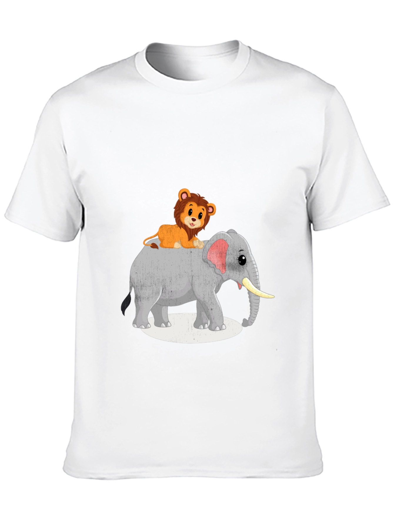 Lion Riding Elephant Graphic T-Shirt - Black