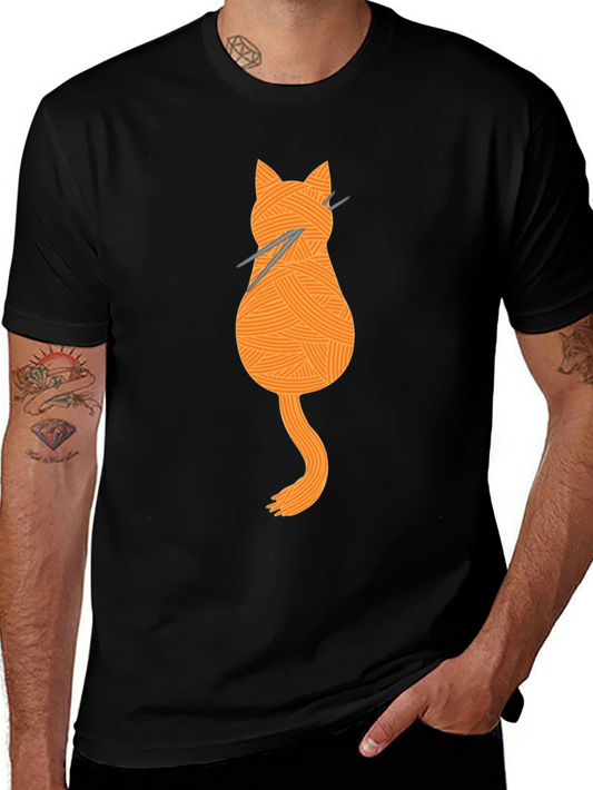 Knitting Cat Tee - Yarn Lovers Graphic T-Shirt