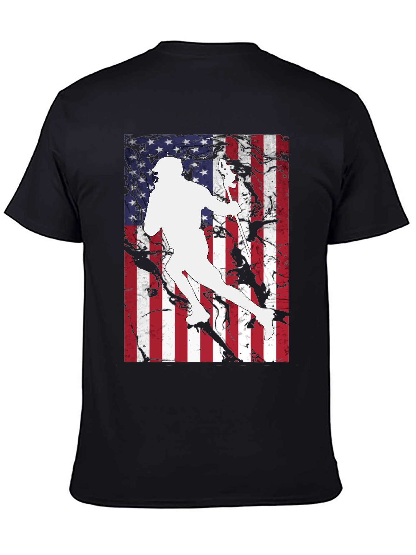 Lacrosse Player USA Flag Graphic T-Shirt
