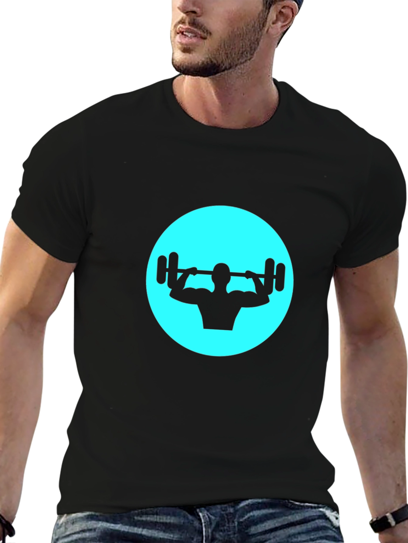 Gym Workout T-Shirt - Black Weightlifting Design