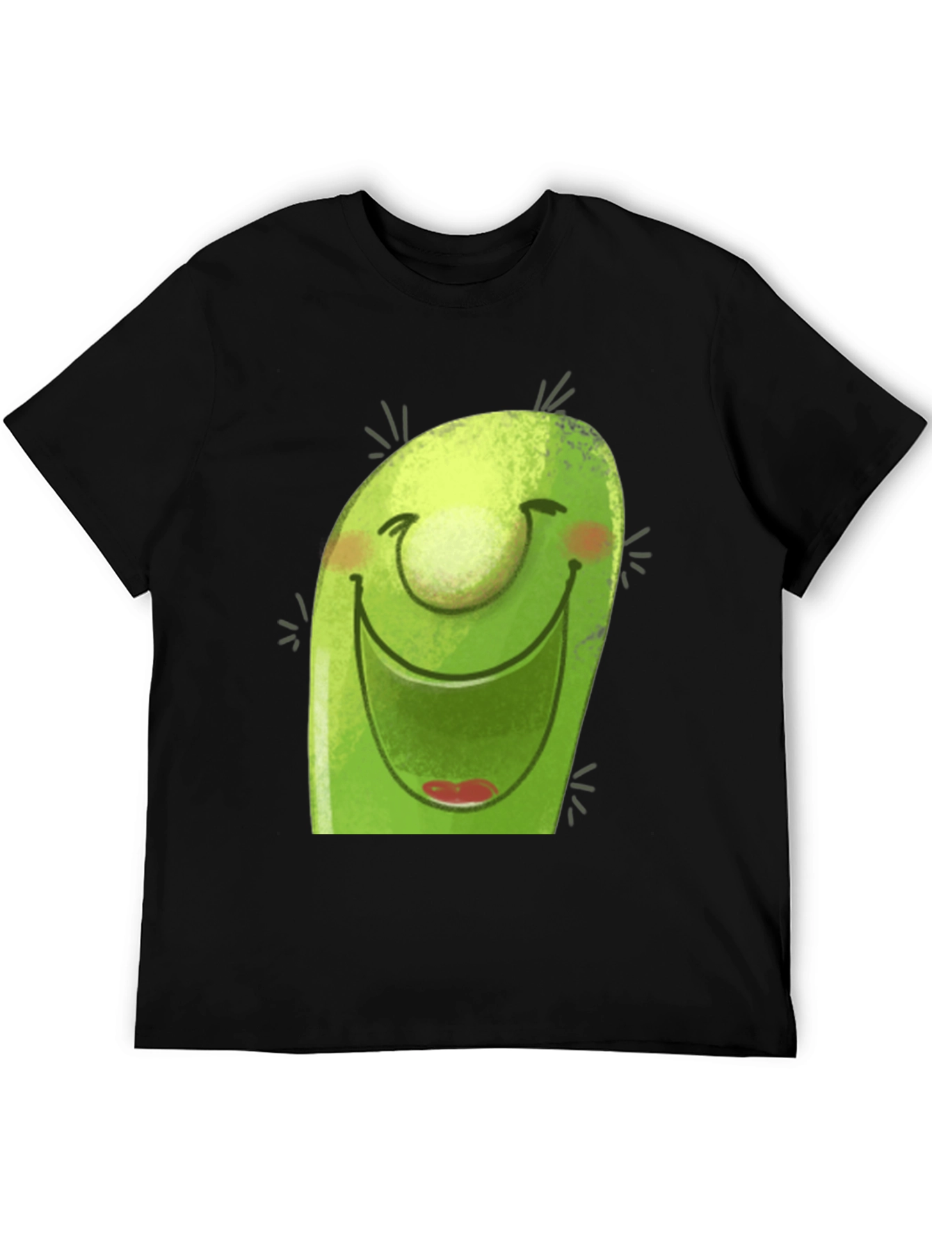 Smiling Avocado Cartoon Black T-Shirt