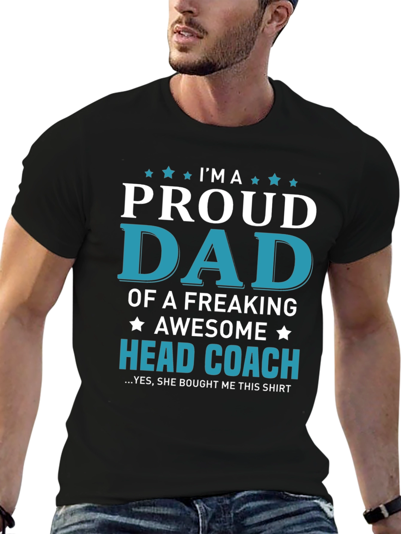 Proud Dad Head Coach Graphic T-Shirt