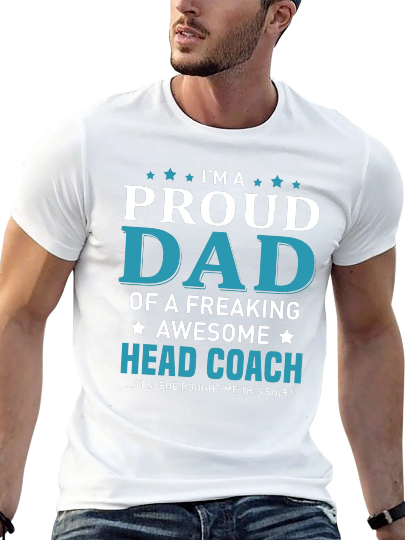 Proud Dad Head Coach Graphic T-Shirt