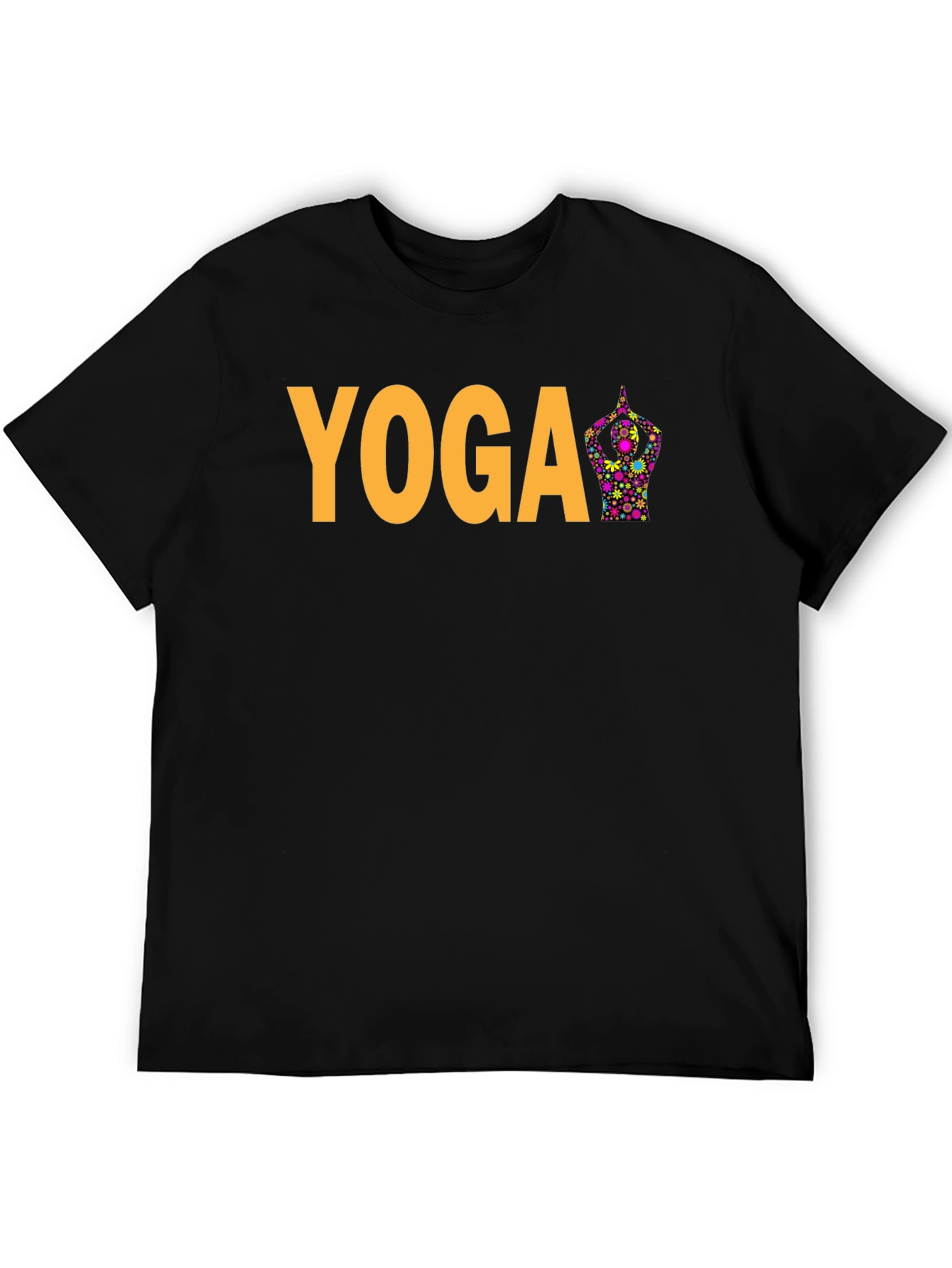 Yoga Flower Pose Graphic T-Shirt - Black