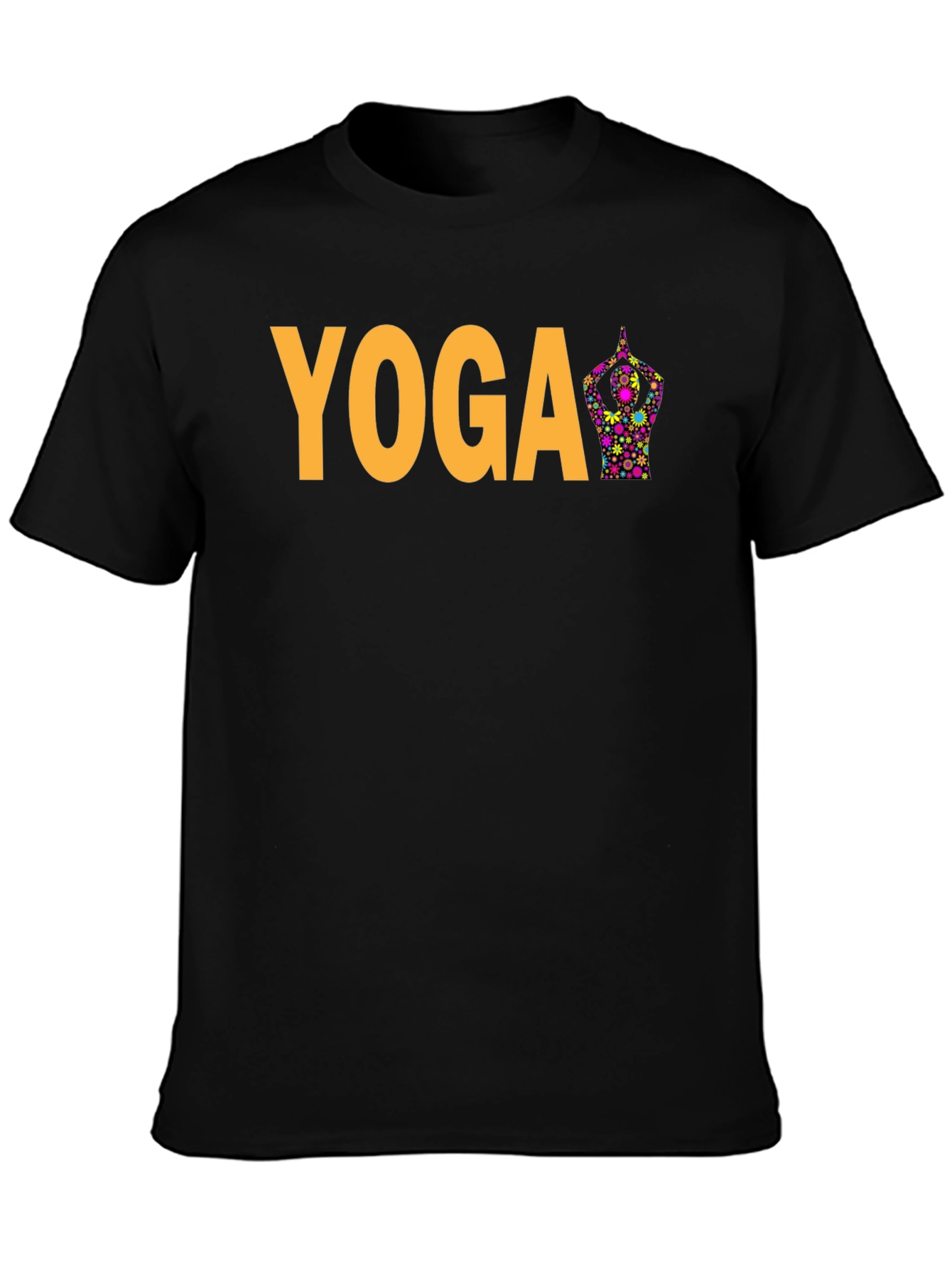 Yoga Flower Pose Graphic T-Shirt - Black