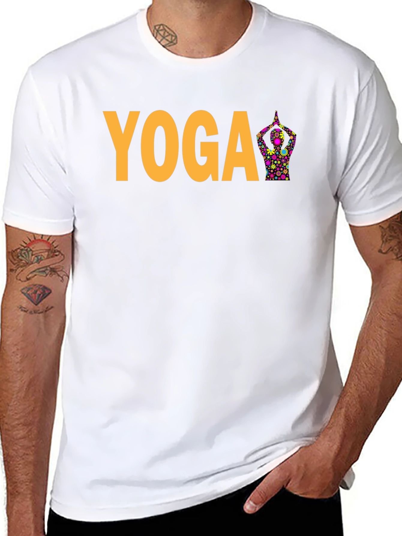 Yoga Flower Pose Graphic T-Shirt - Black