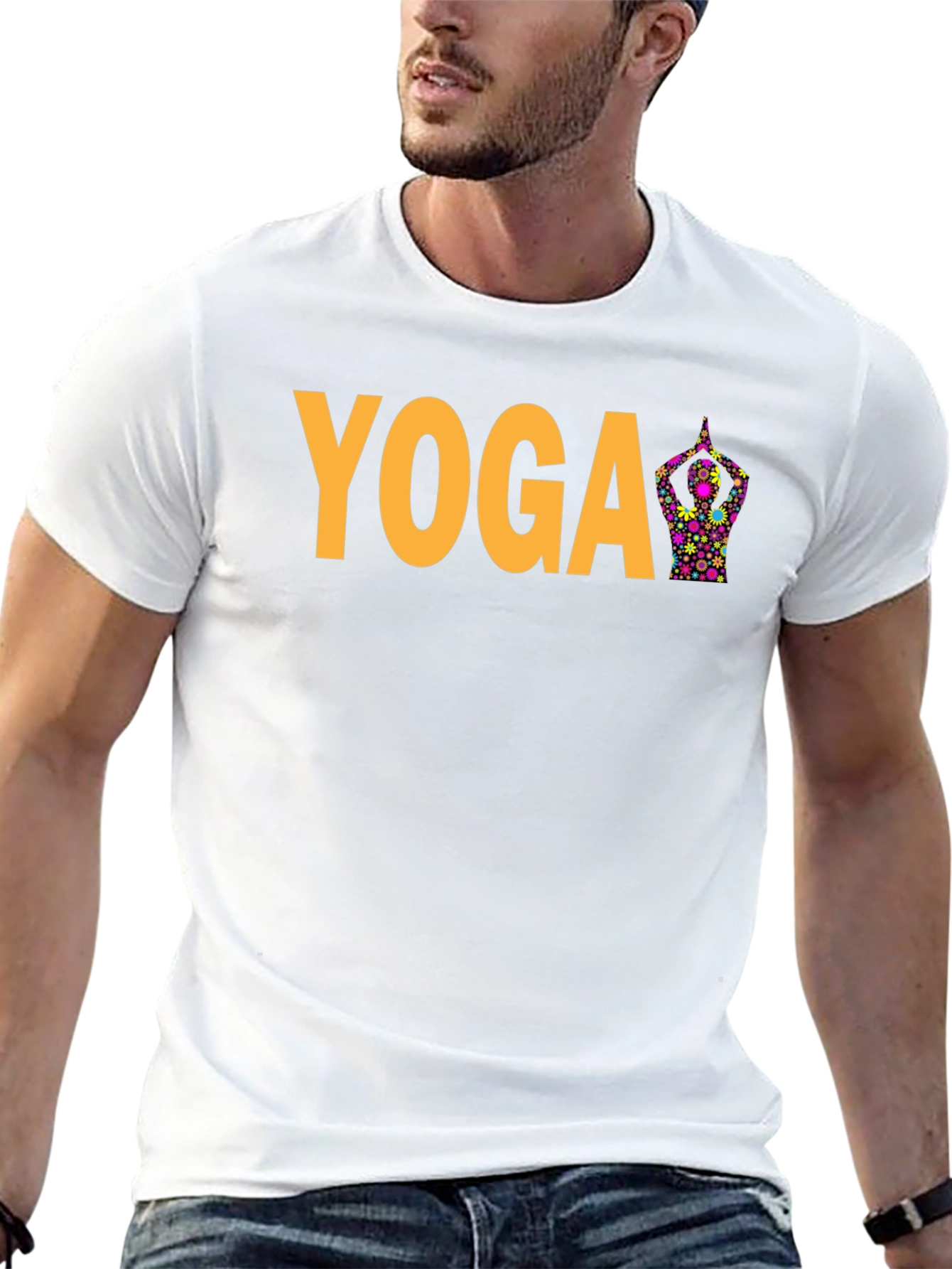 Yoga Flower Pose Graphic T-Shirt - Black