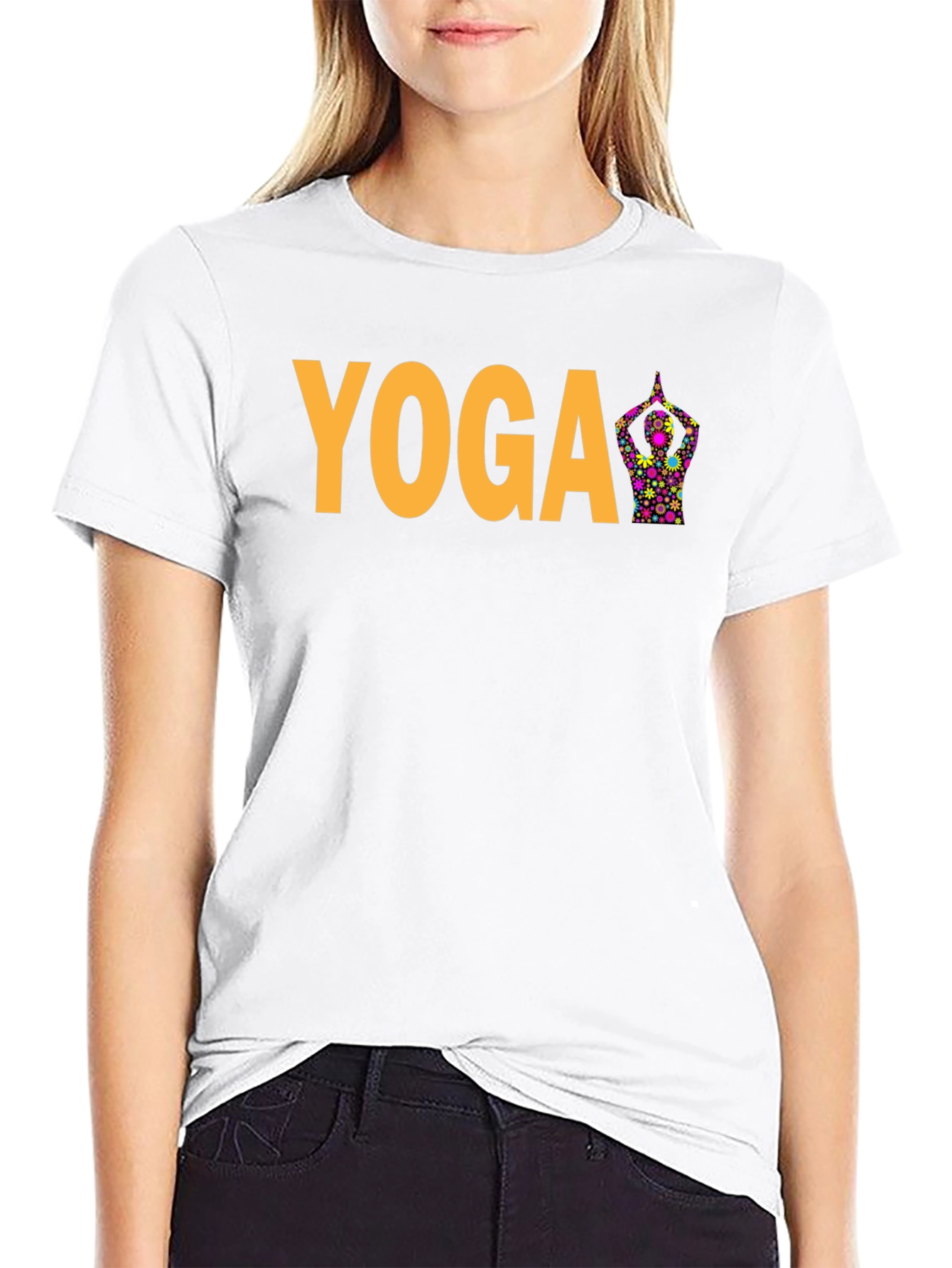 Yoga Flower Pose Graphic T-Shirt - Black