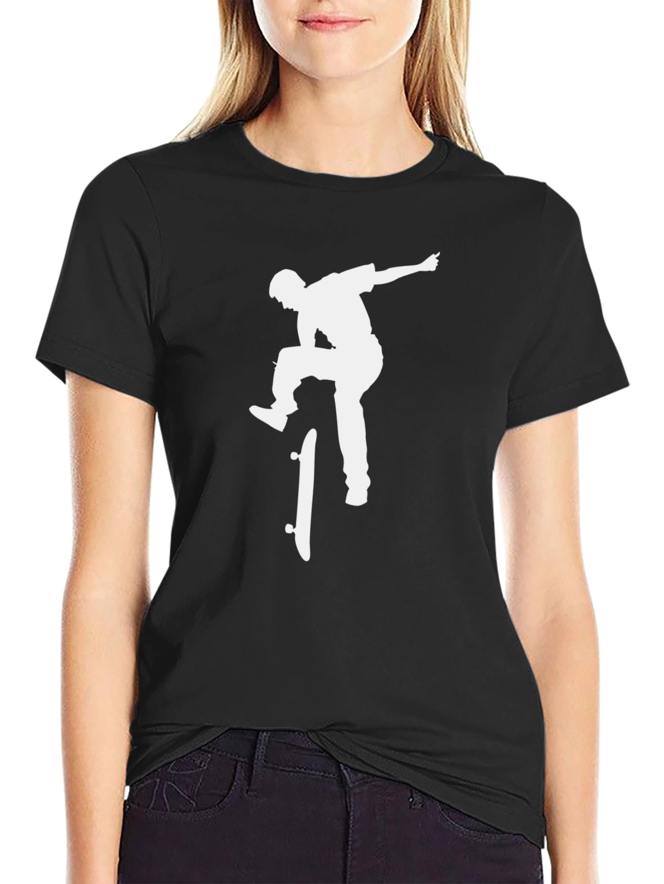 Skateboarder Graphic Tee - Black Cotton Blend