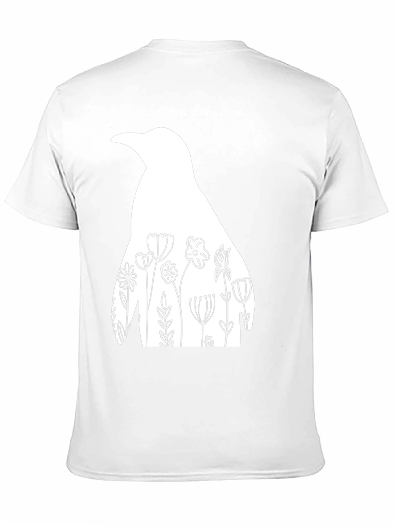 Floral Penguin Graphic Tee - Mens Black T-Shirt