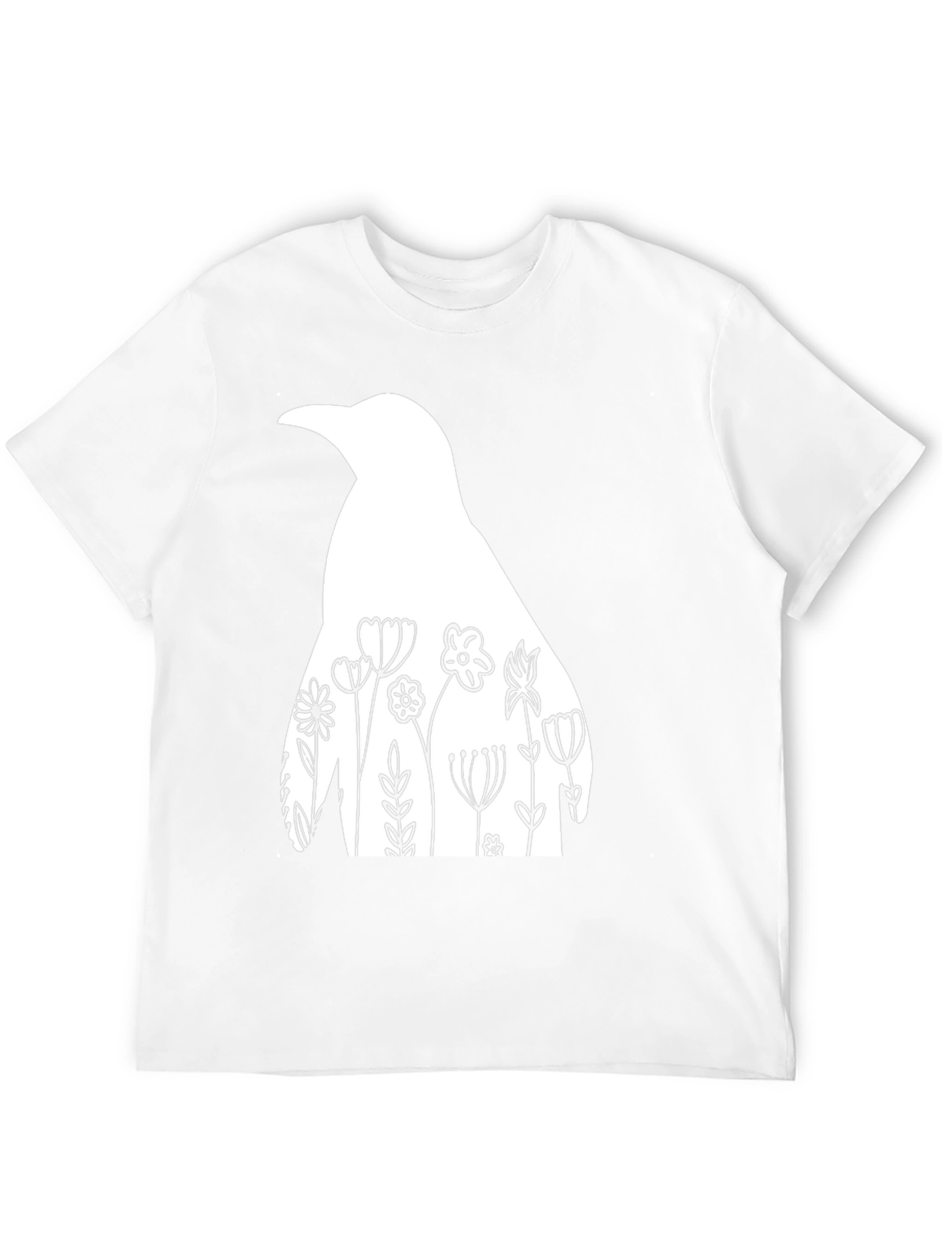 Floral Penguin Graphic Tee - Mens Black T-Shirt