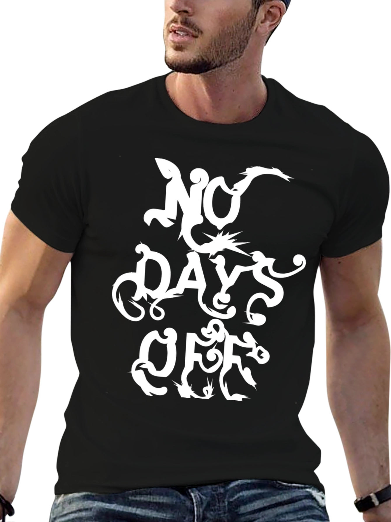 No Days Off Black Graphic Tee