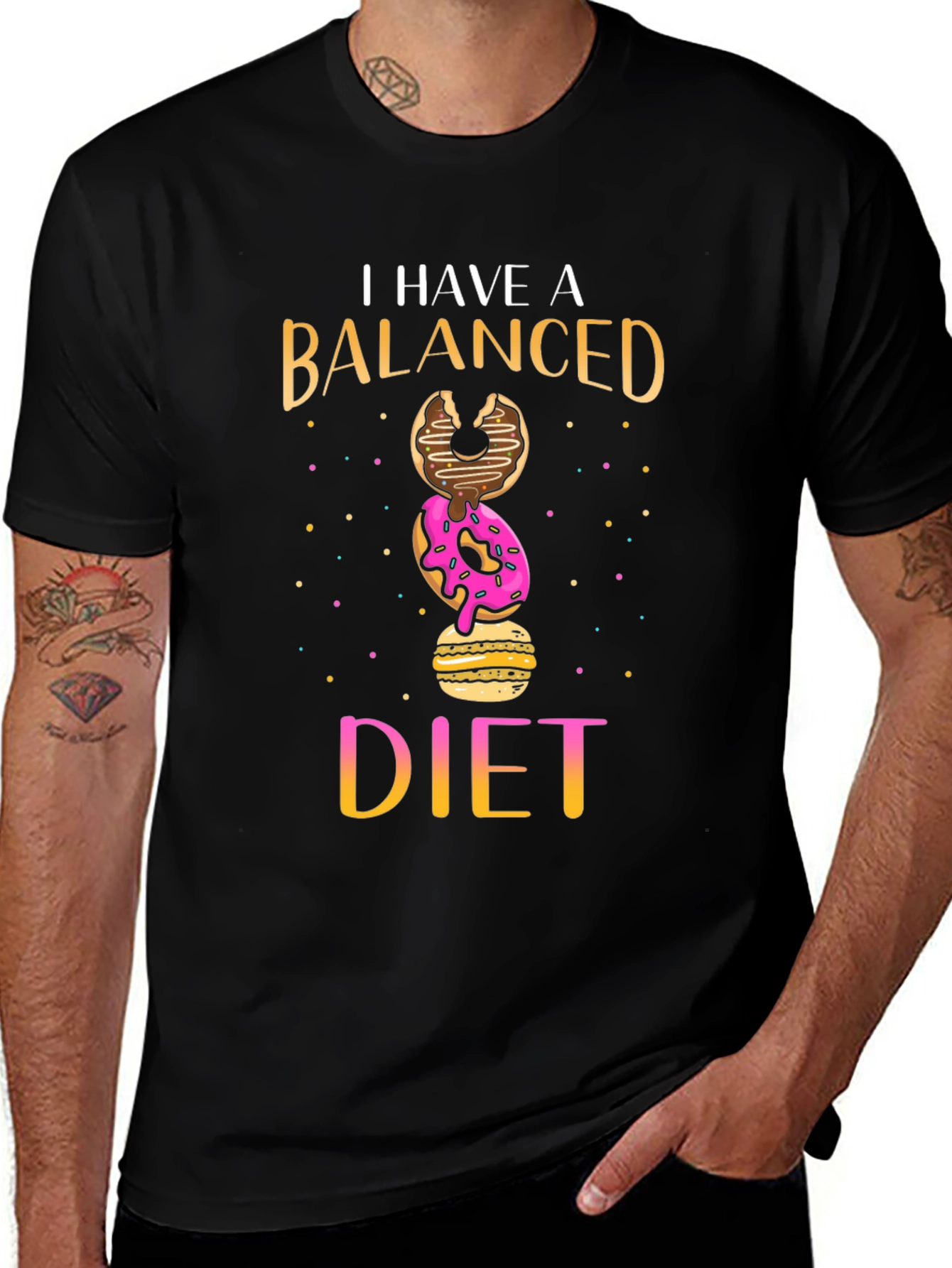 Balanced Diet Donut Stack Funny T-Shirt