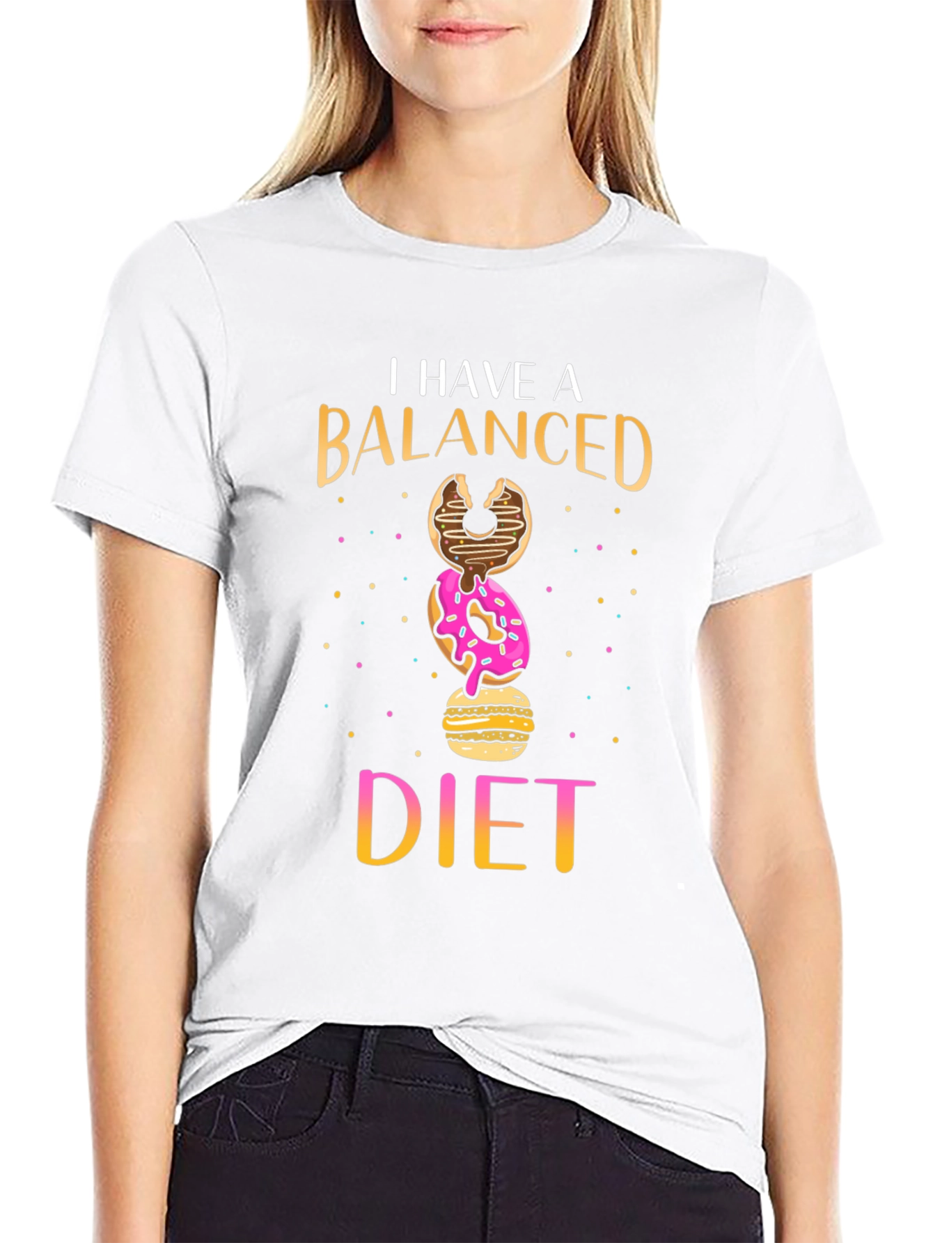 Balanced Diet Donut Stack Funny T-Shirt