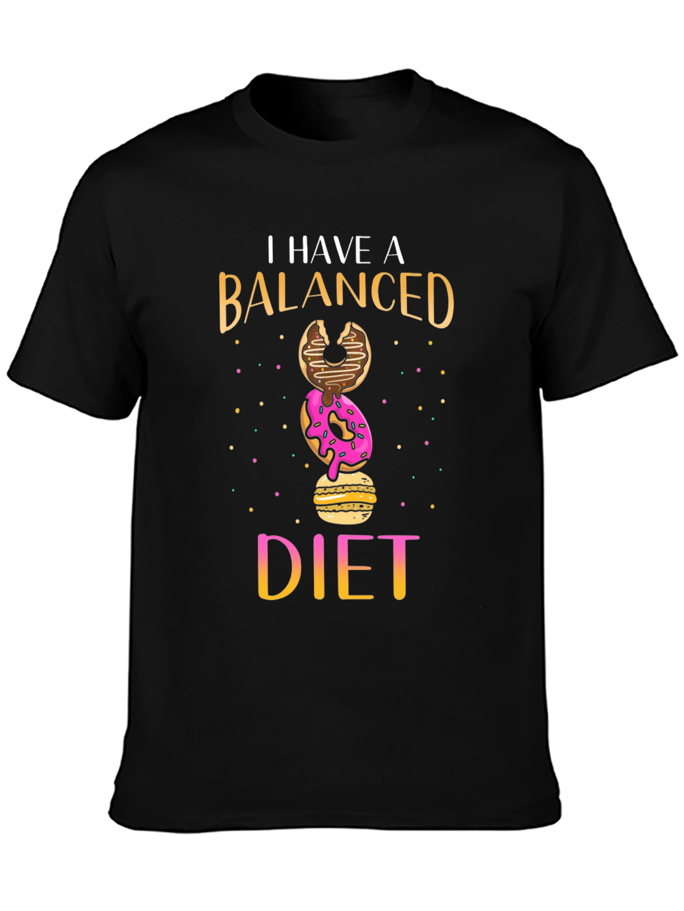 Balanced Diet Donut Stack Funny T-Shirt