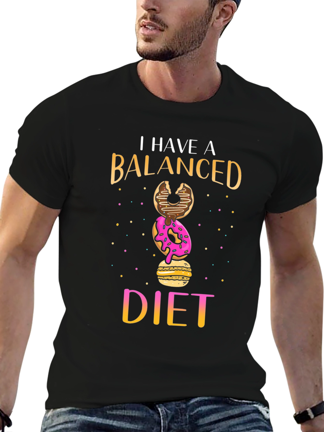 Balanced Diet Donut Stack Funny T-Shirt