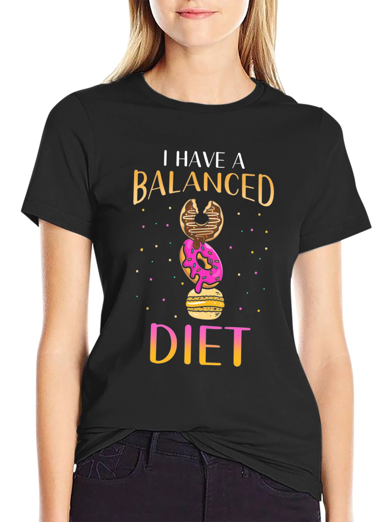 Balanced Diet Donut Stack Funny T-Shirt