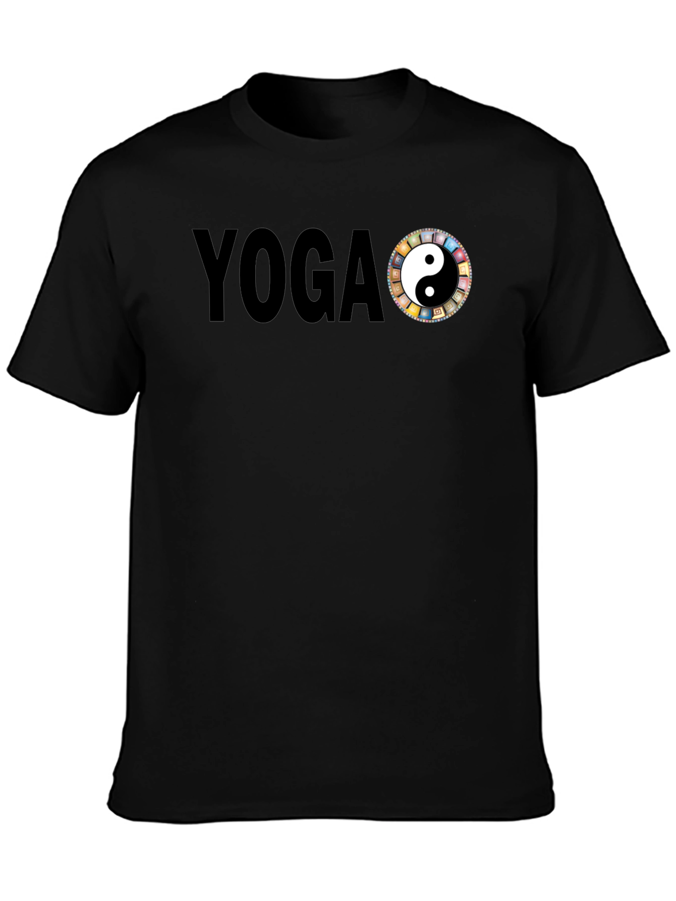 Yoga Yin Yang Graphic Tee - Black Cotton