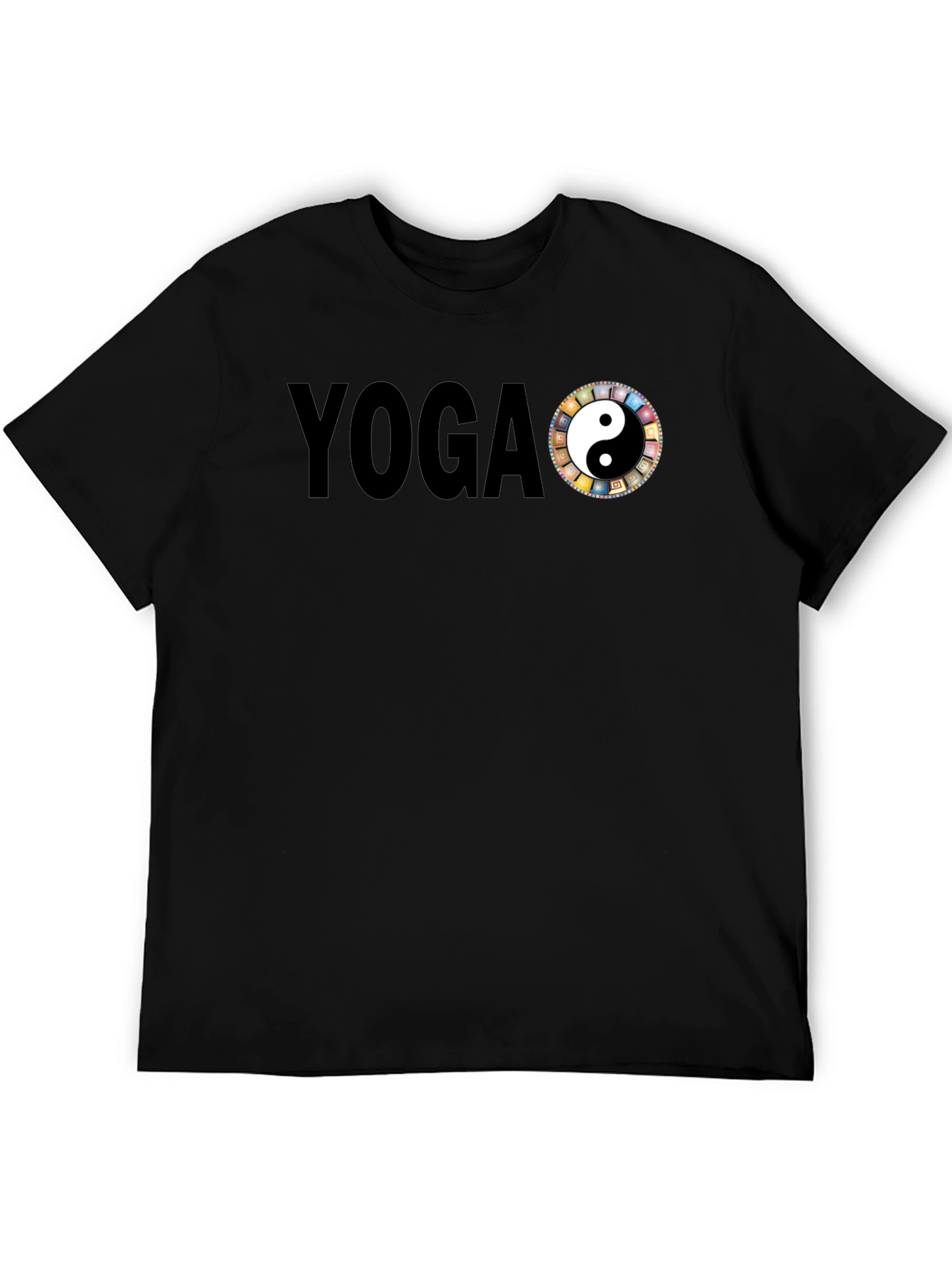 Yoga Yin Yang Graphic Tee - Black Cotton