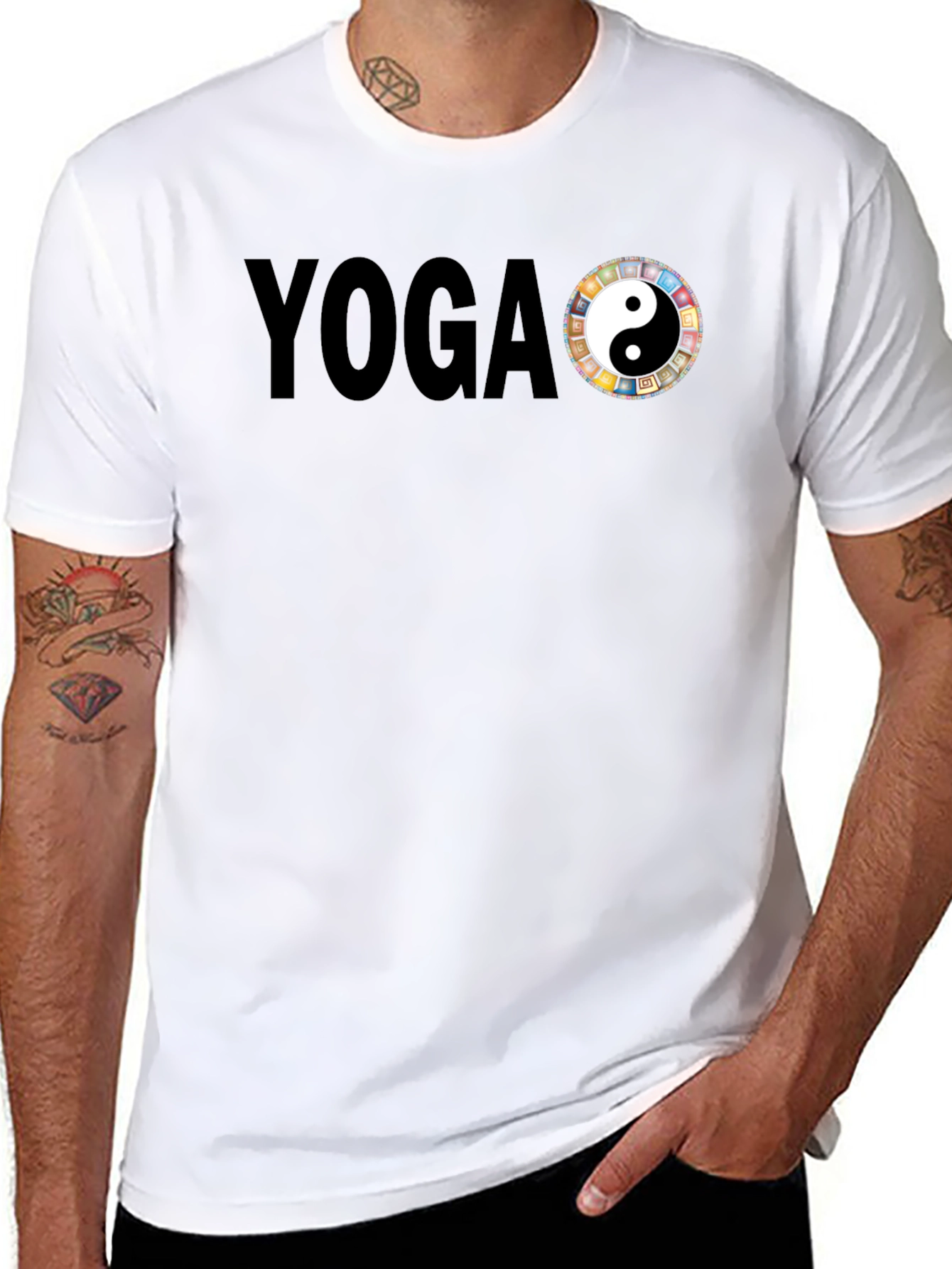 Yoga Yin Yang Graphic Tee - Black Cotton