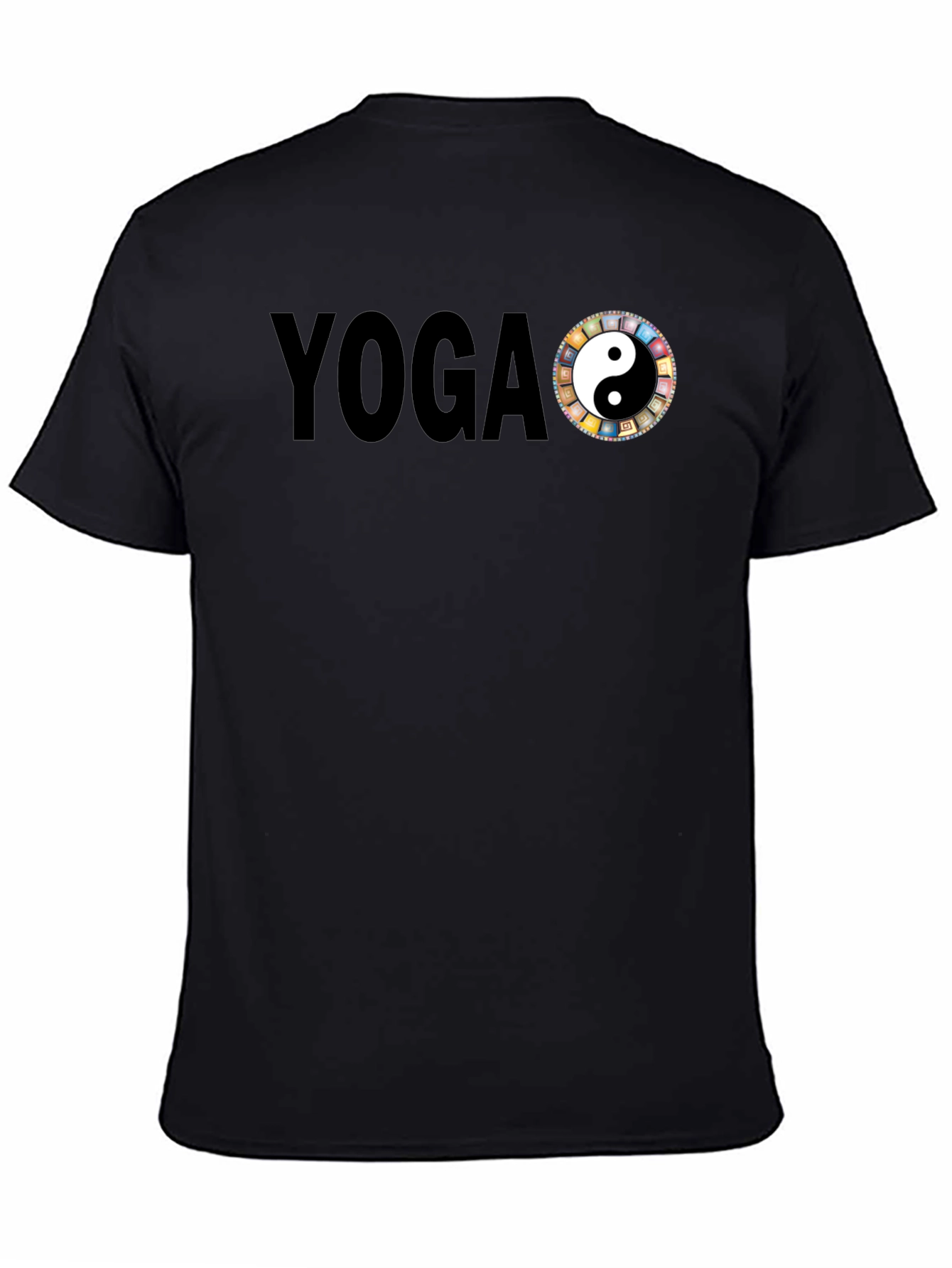 Yoga Yin Yang Graphic Tee - Black Cotton