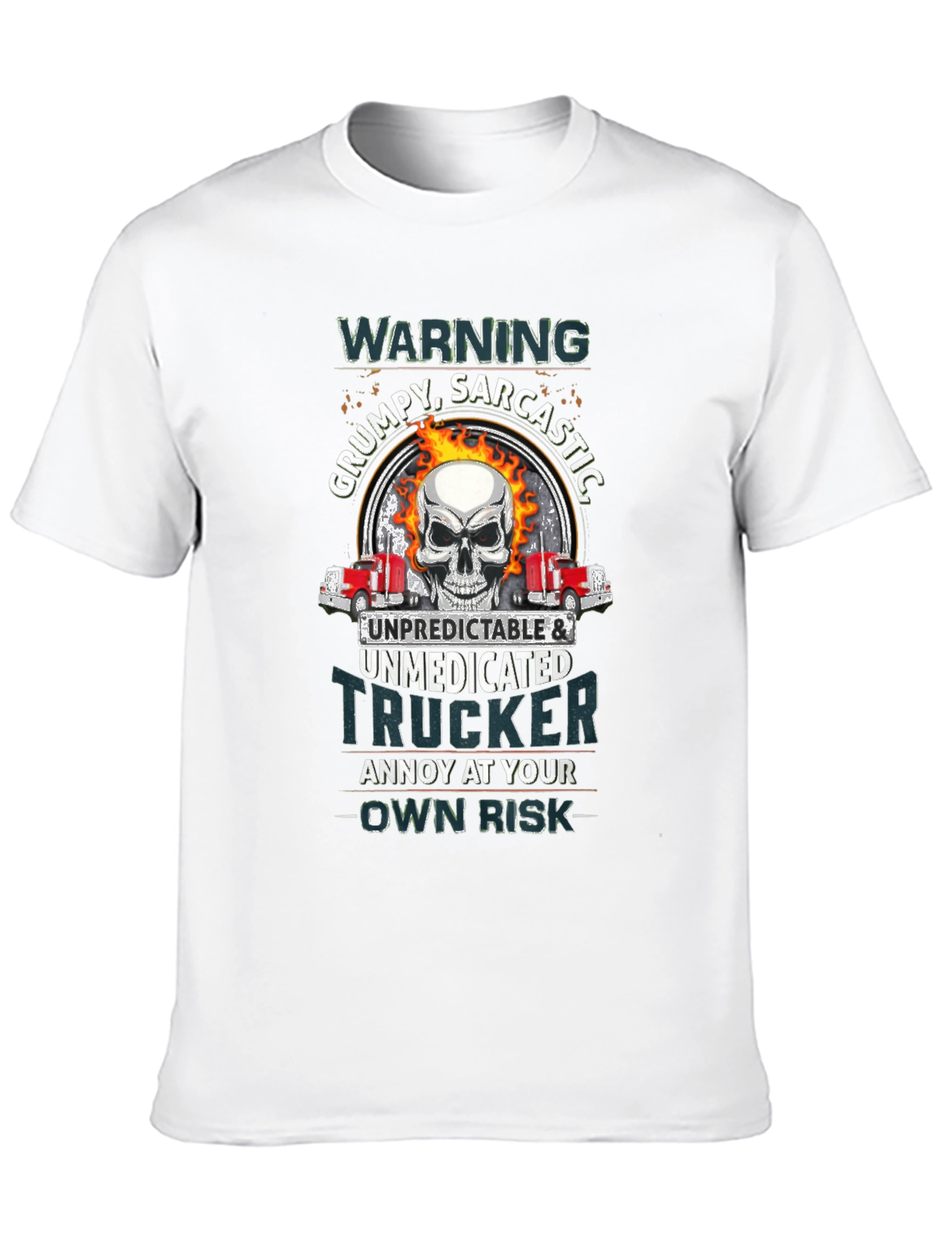 Grumpy Trucker Skull Graphic T-Shirt