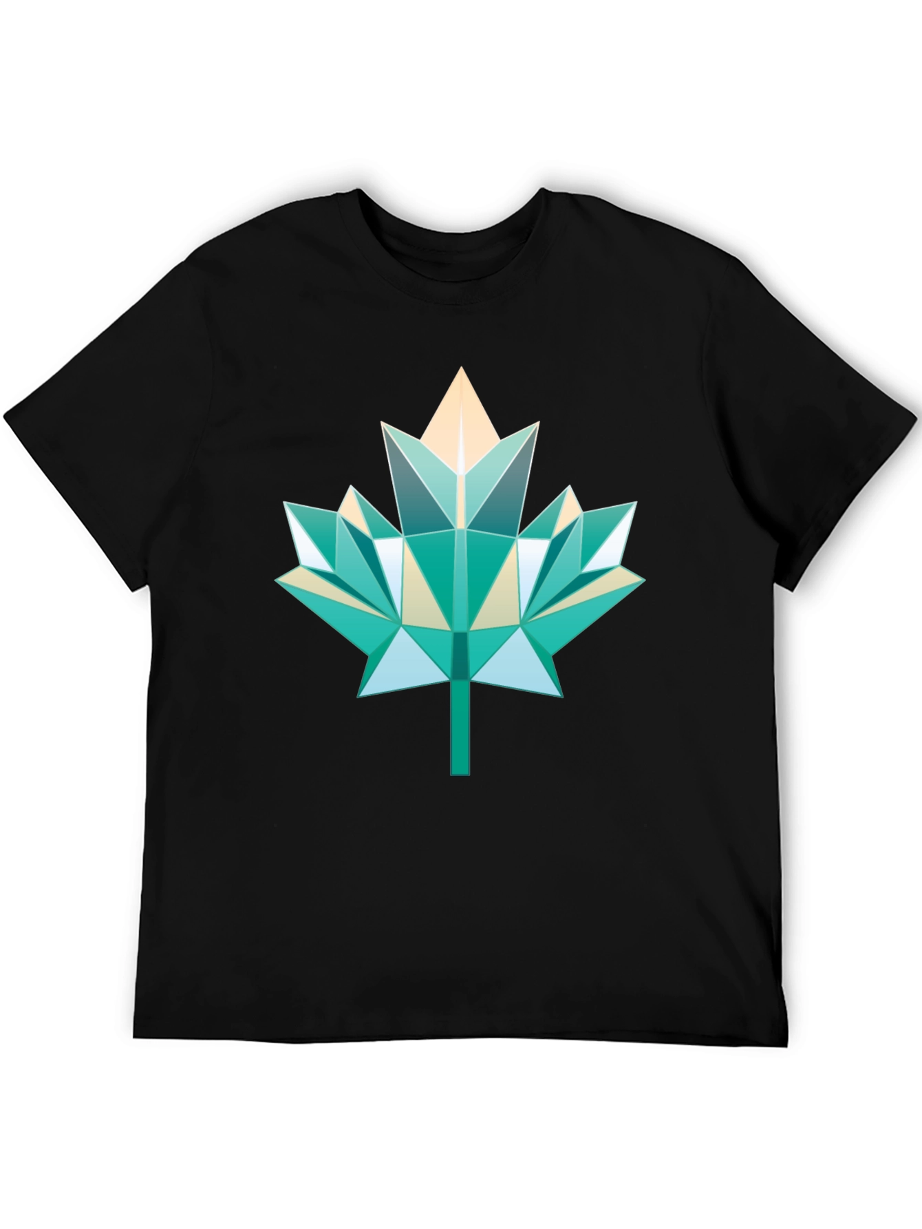 Geometric Maple Leaf Black Tee